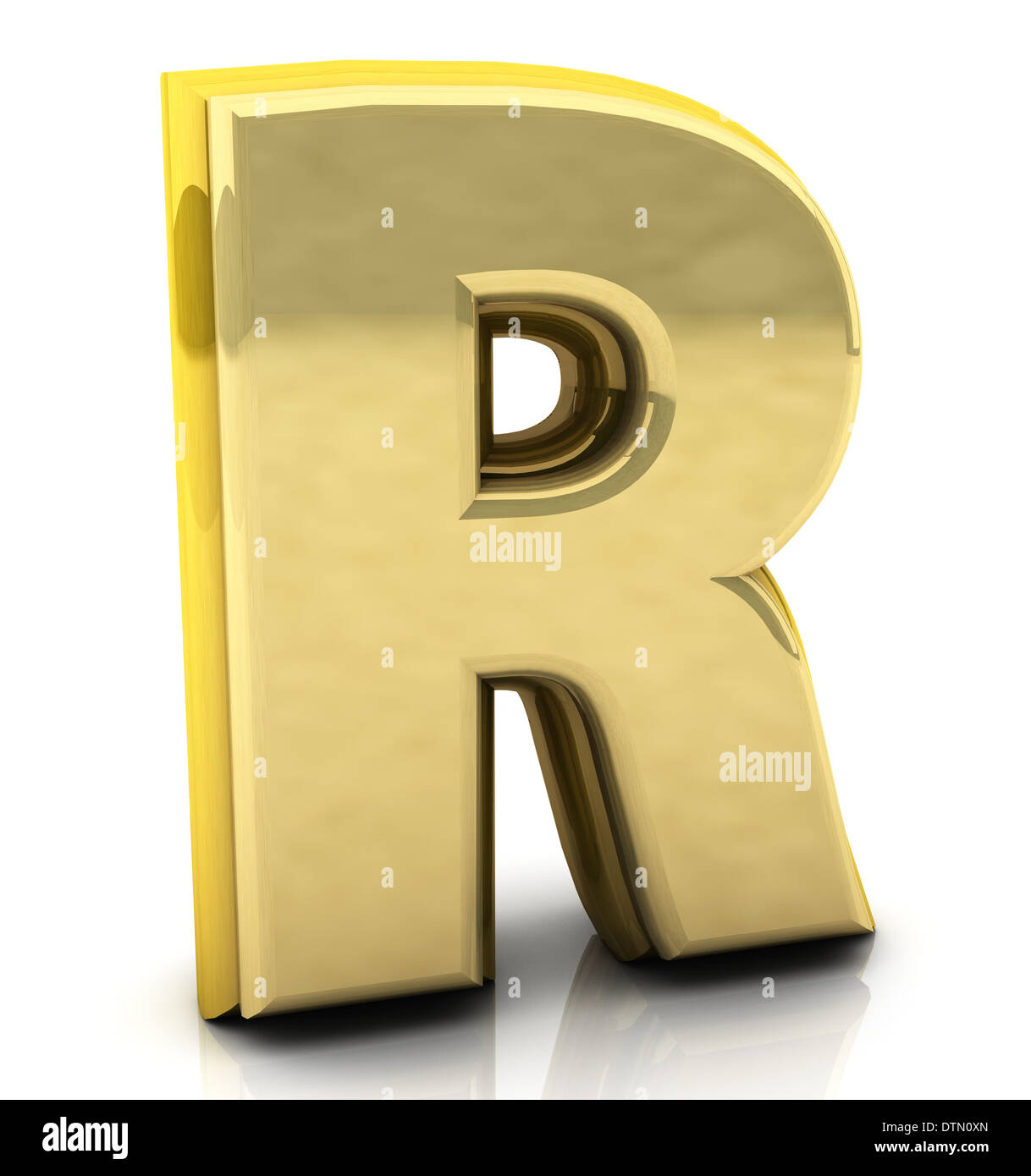 3d letter R golden on white background Stock Photo - Alamy