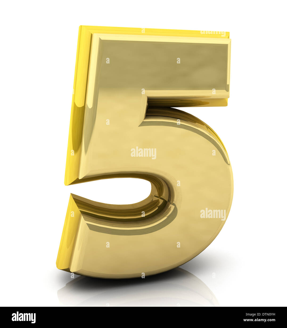 3d Number five in gold on white background Stock Photo - Alamy
