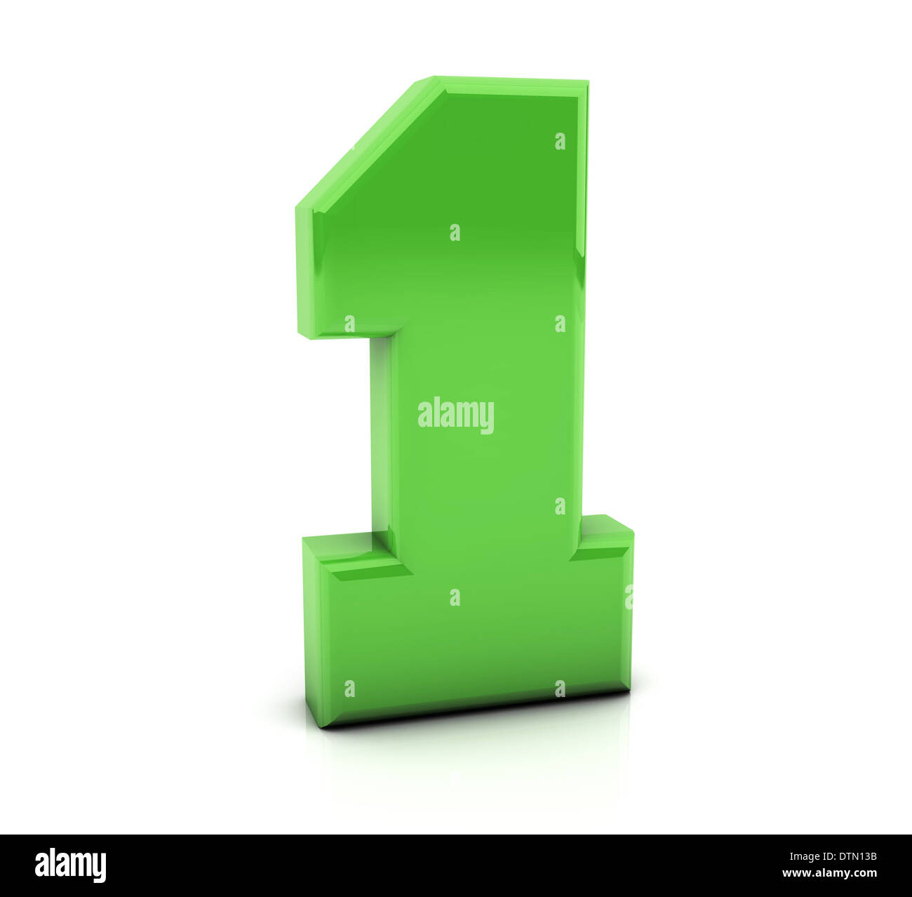 3d Number one in green on white background Stock Photo - Alamy
