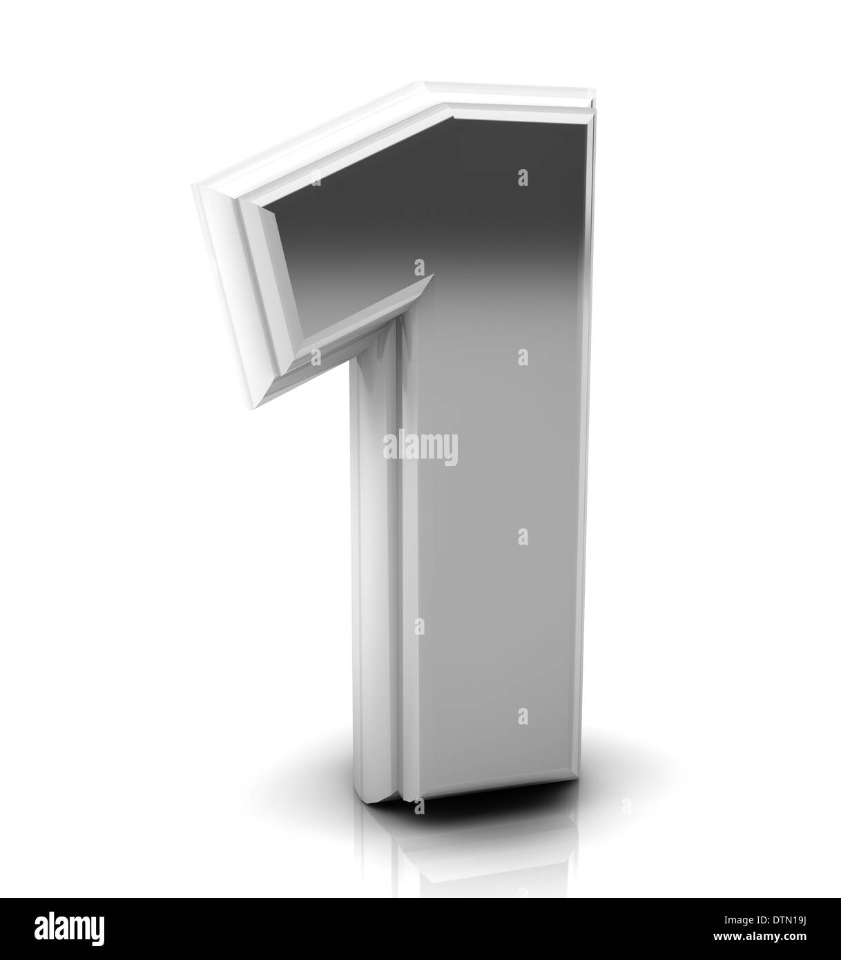 3d Number one in silver on white background Stock Photo