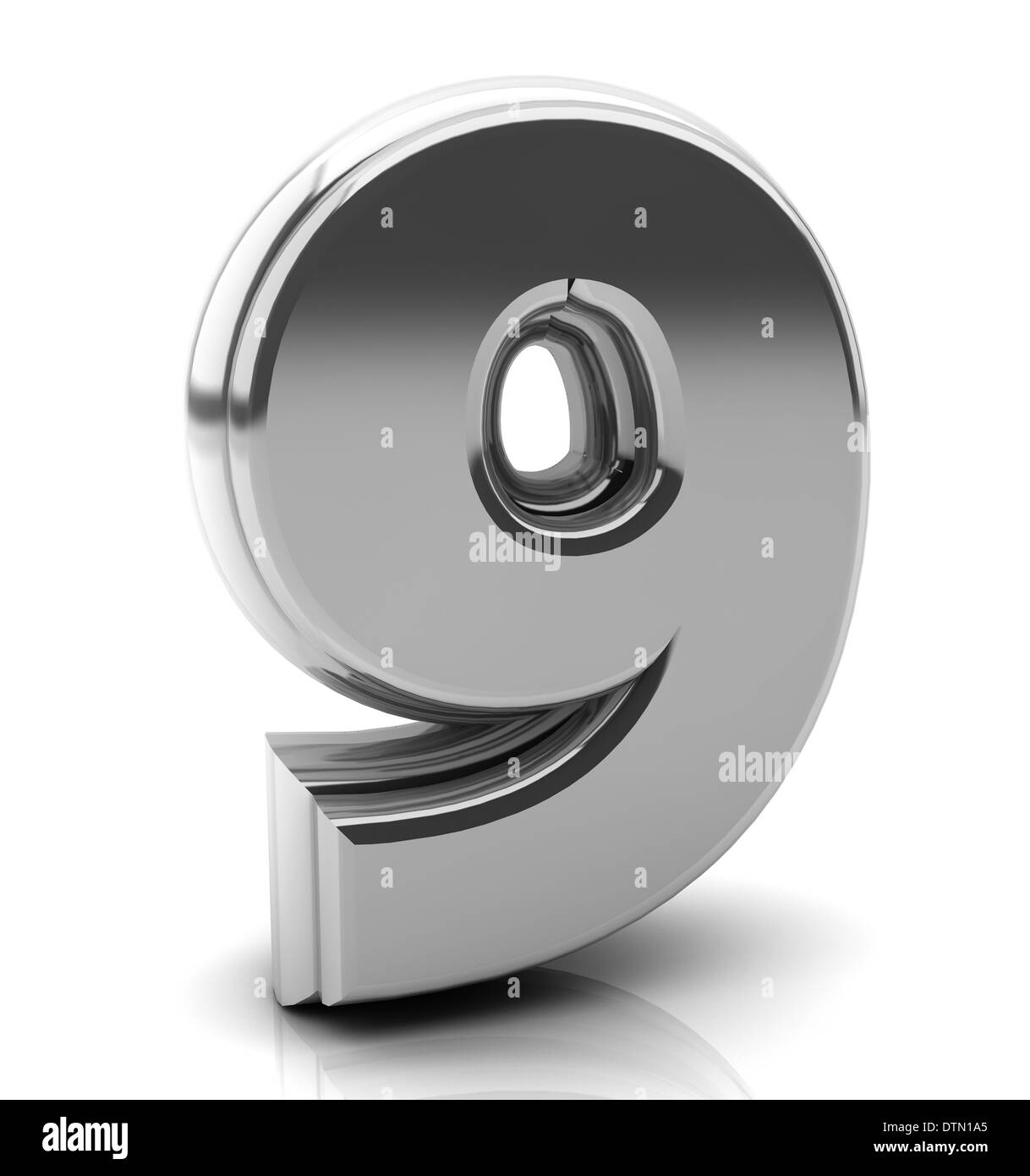 Number 9 Silver Color 3d Number nine in silver on white background Stock Photo - Alamy