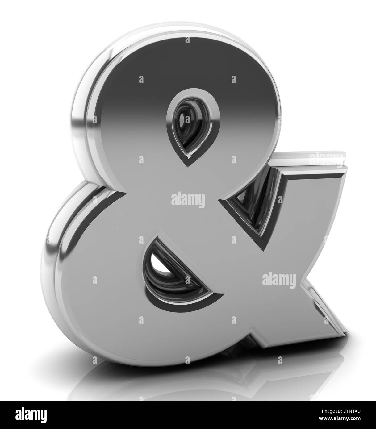 Render silver ampersand symbol in 3d on white background Stock Photo ...