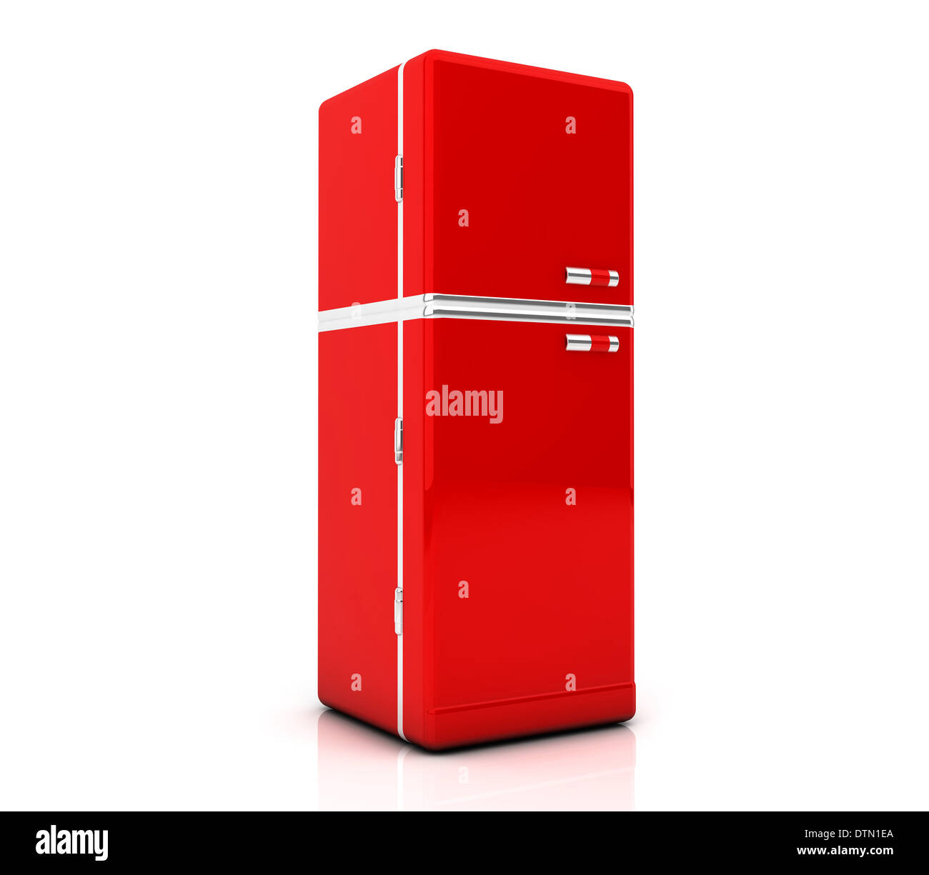 Retro red fridge refrigerator isolated hi-res stock photography