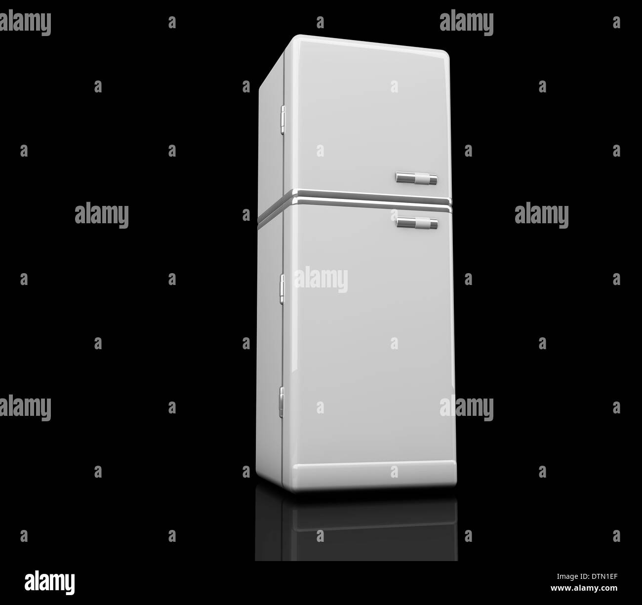 3d white refrigerator on black backgrpund Stock Photo Alamy