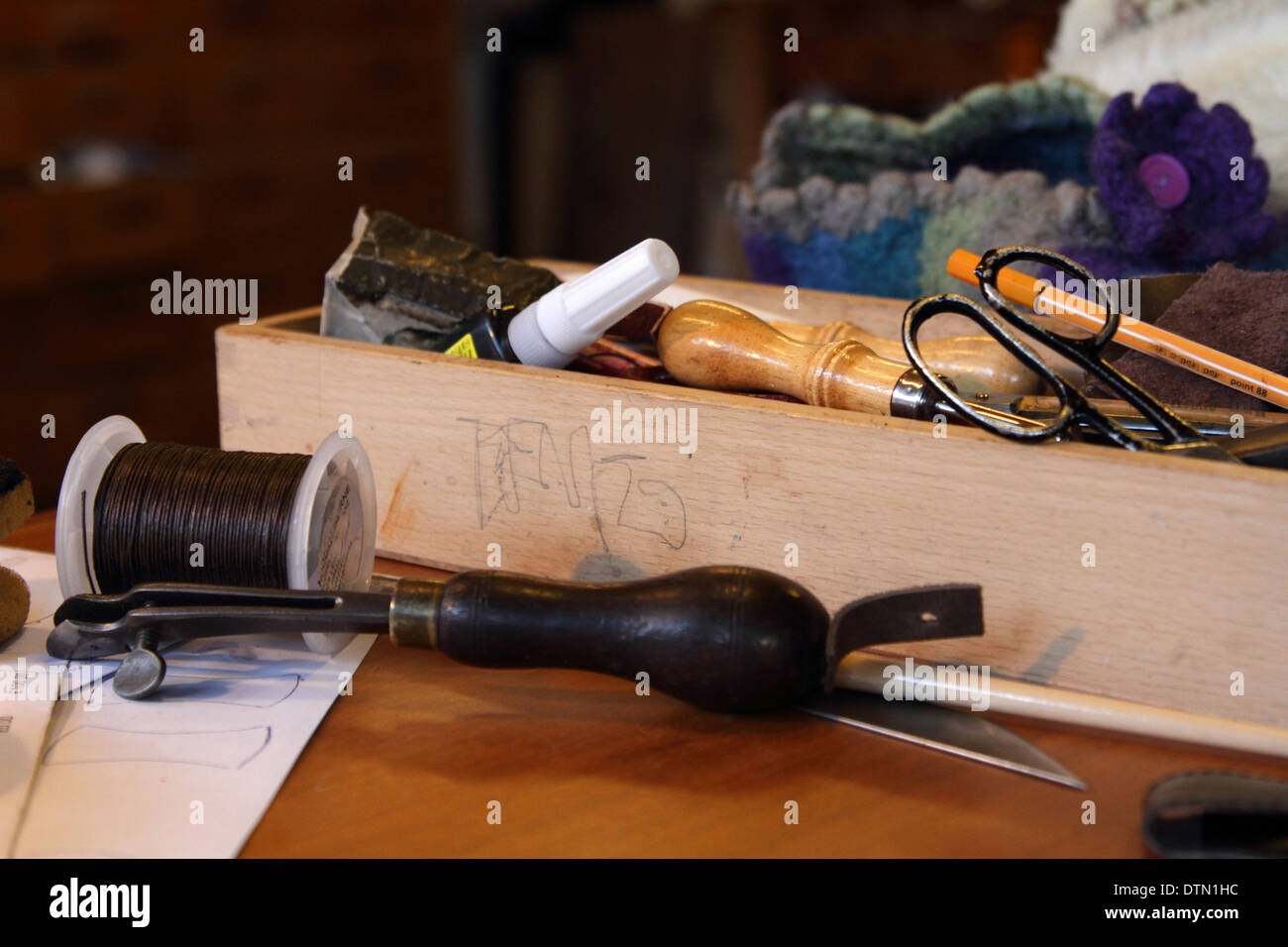 shoemaker craft room Stock Photo - Alamy