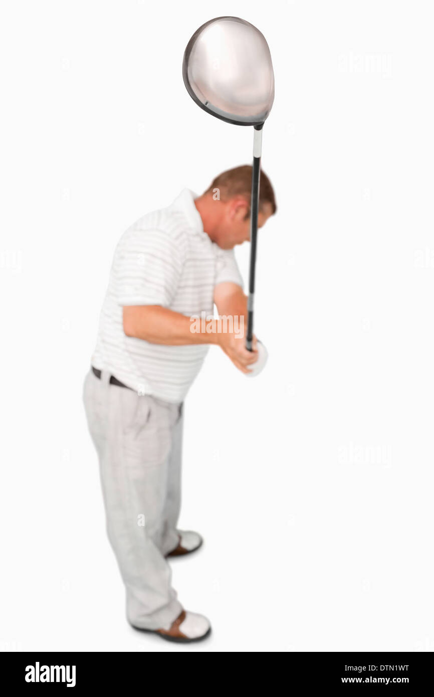 High angle shot of golfer Stock Photo