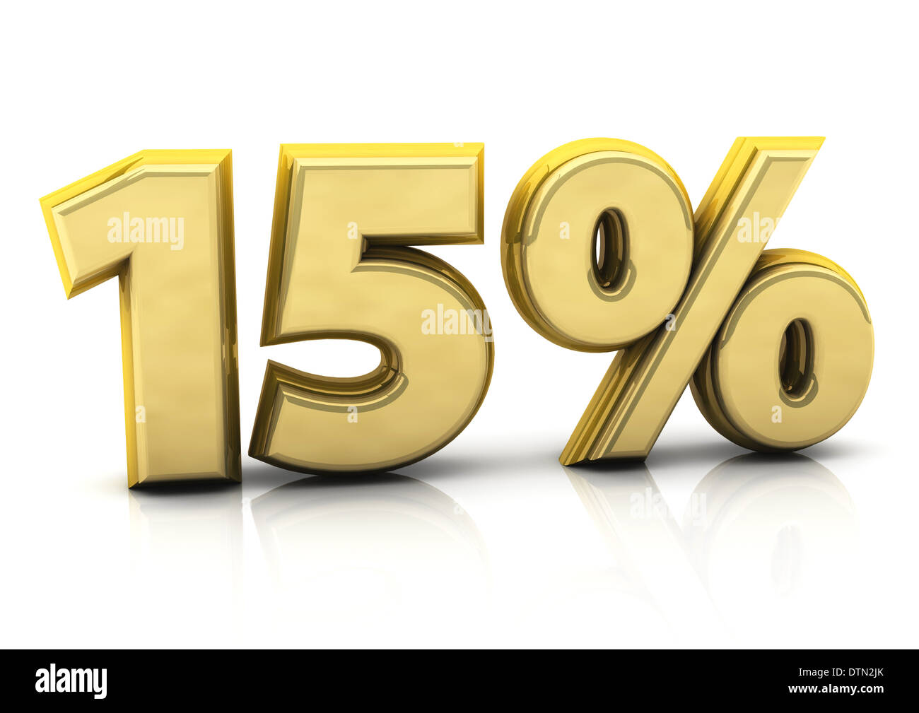 3d gold fifteen percent on white background Stock Photo