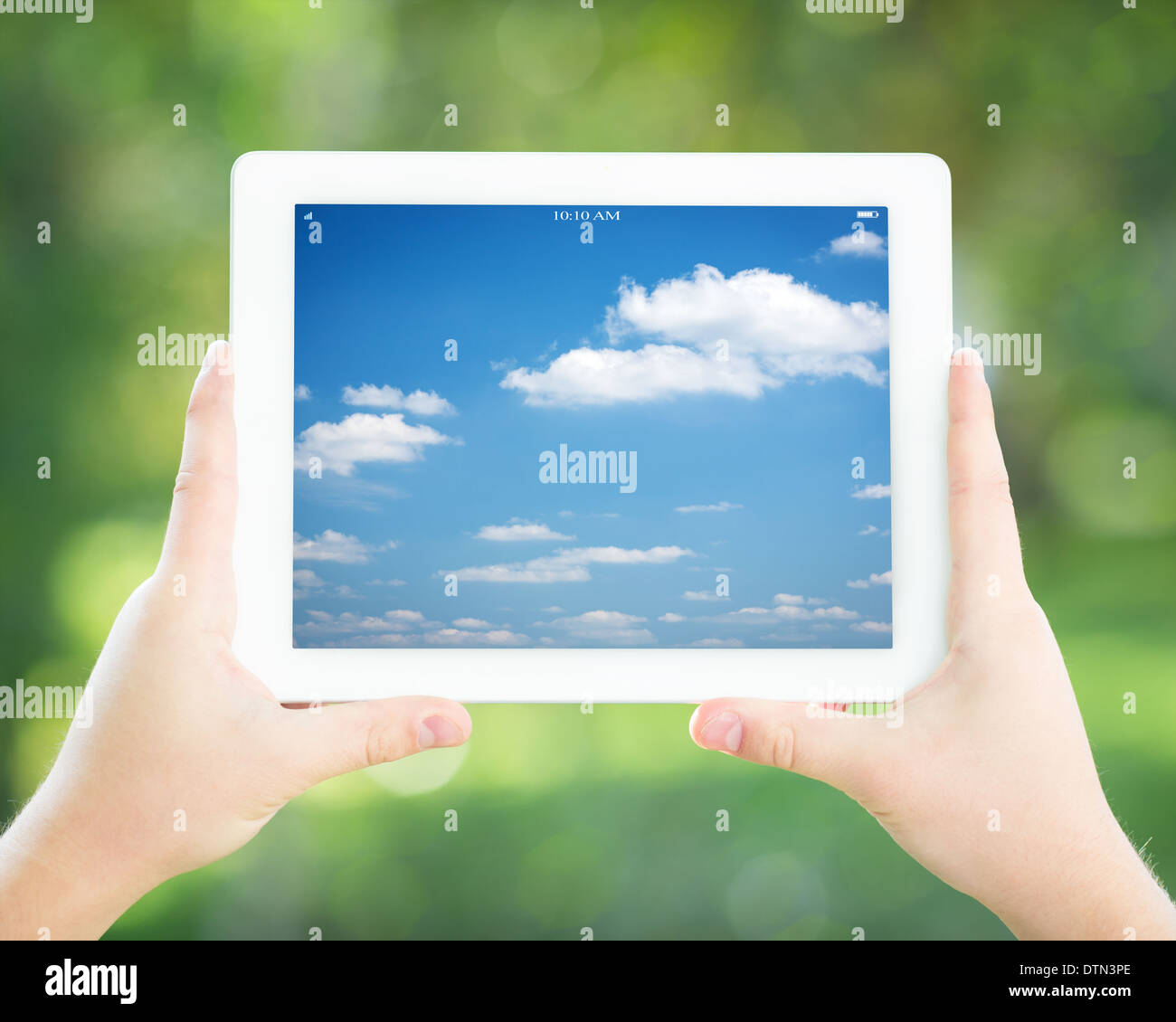 Man holding tablet PC Stock Photo