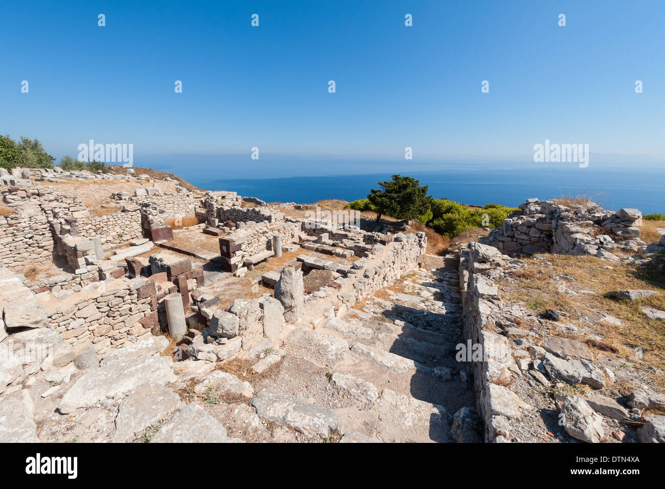 Ancient Thera historic site on Santorini Greece Stock Photo