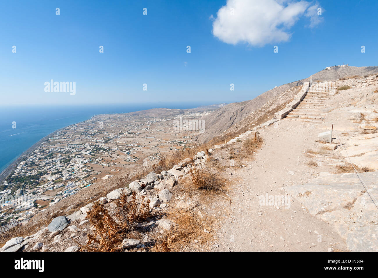 View on Santorini Greece from Ancient Thera Stock Photo