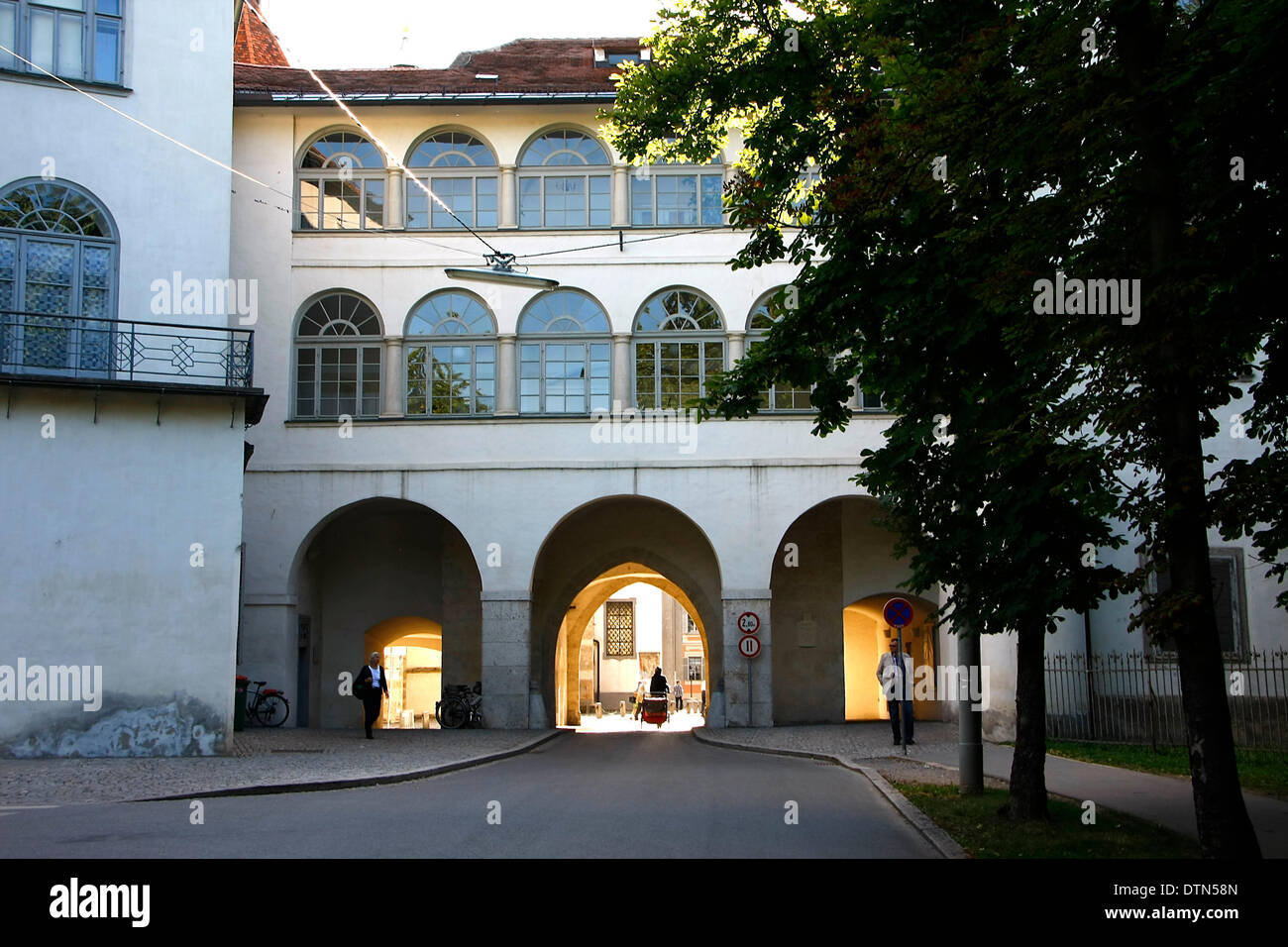 The castle gate is located at the interface between Hofgasse and Erzherzog Johann Allee. It is in the district Inner City of Graz and is part of the Graz city crown. Photo: Klaus Nowottnick Date: June 26, 2013 Stock Photo