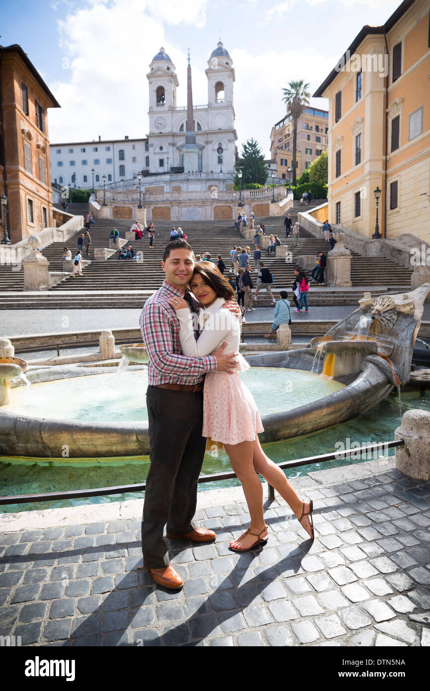 Couple portrait at the Spanish steps. Stock Photo
