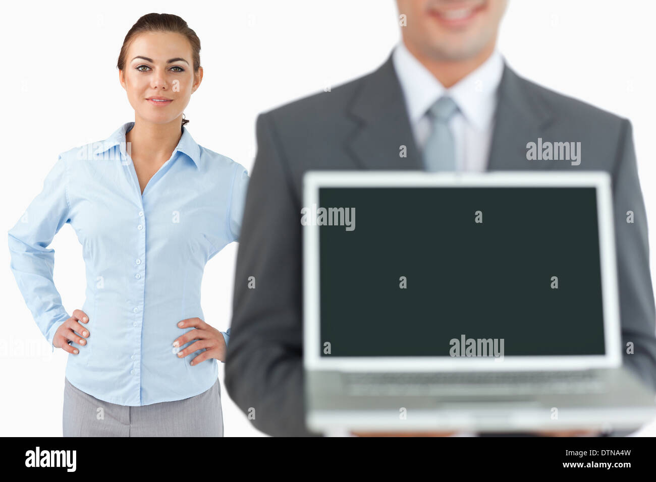 Business Team Presenting Laptop Stock Photo Alamy
