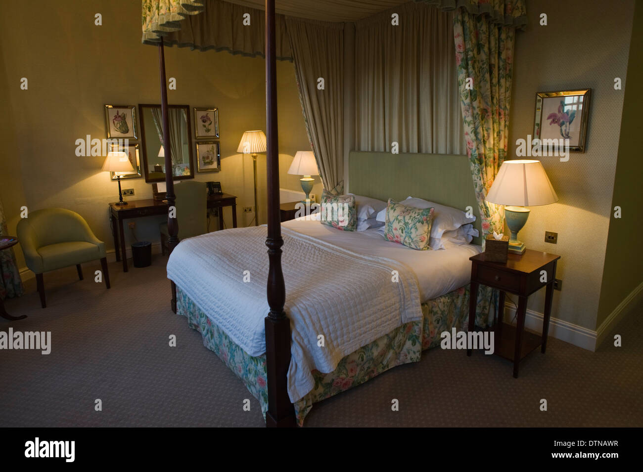 Bedroom with four poster bed at The Talbot Hotel in Malton North