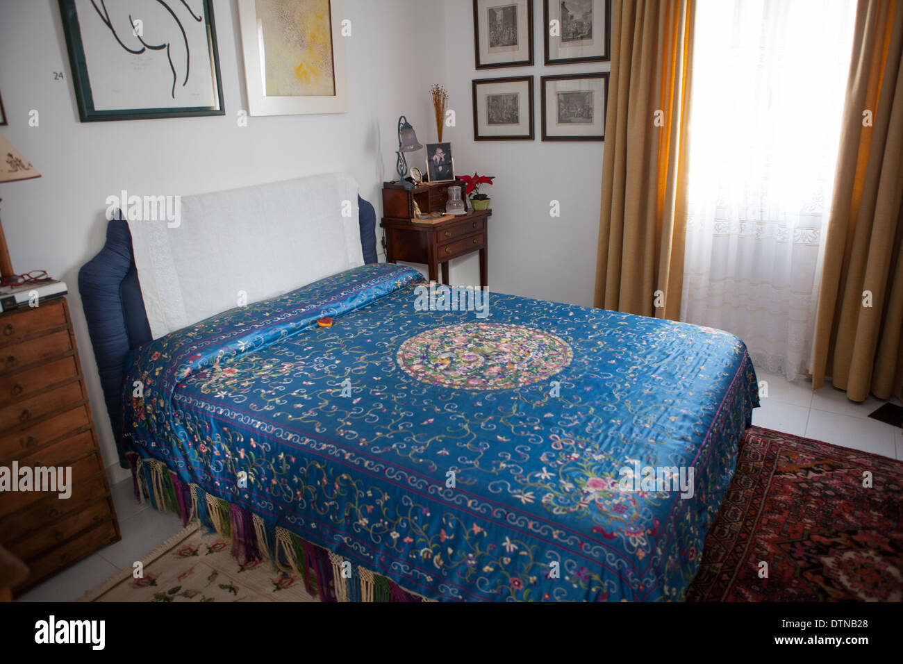 The bed where José Saramago died in 2010 in Tias, Lanzarote Stock Photo