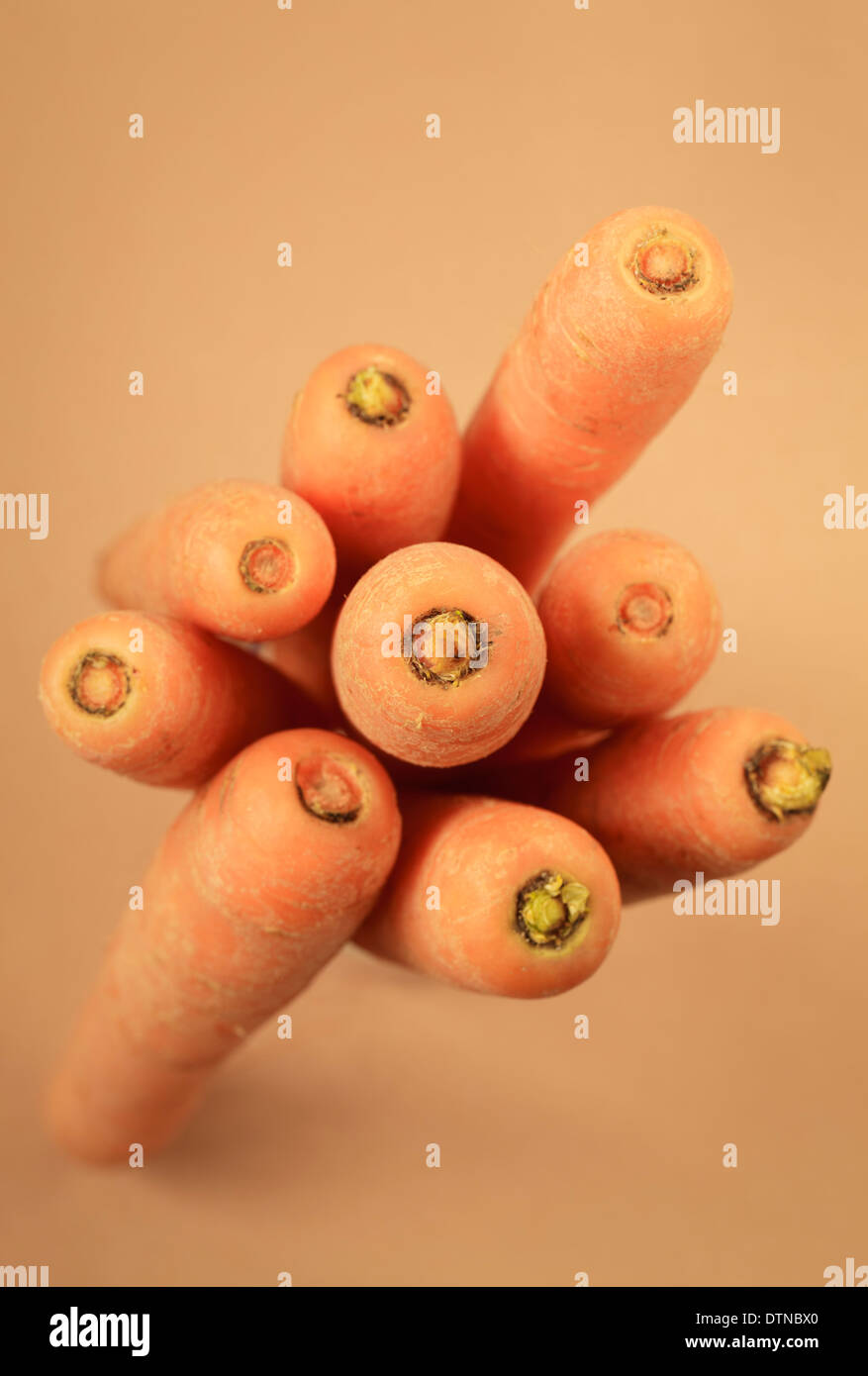 Bunch of carrots top view Stock Photo