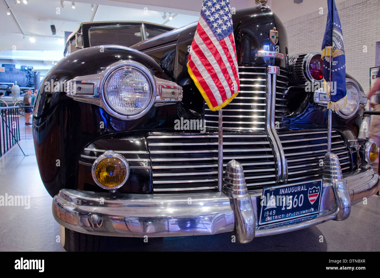 Michigan, Dearborn. Henry Ford Museum, National Historic Landmark. Franklin D. Roosevelt's 'Sunshine Special', 1939 Lincoln. Stock Photo