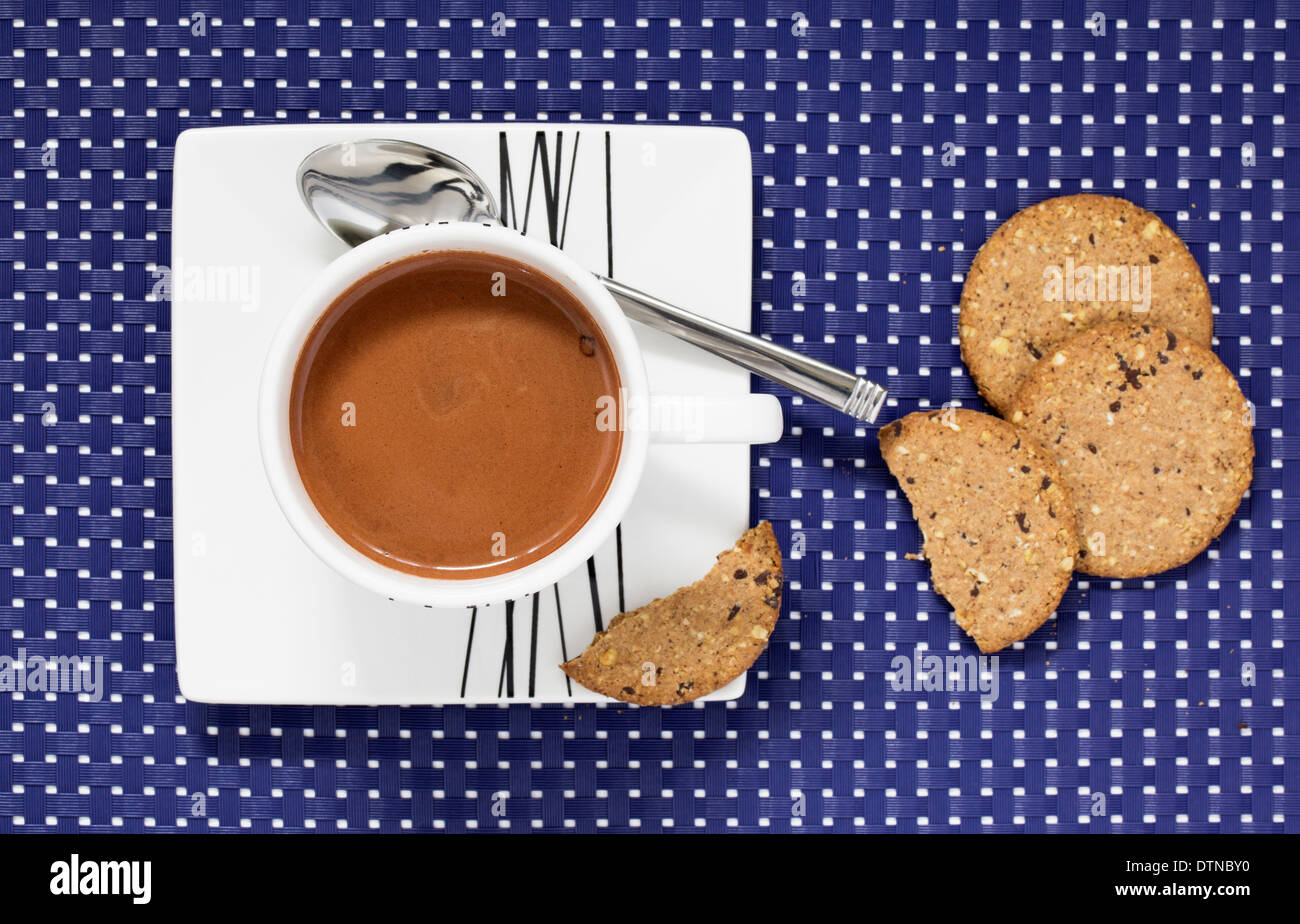Cup of hot chocolate with biscuits Stock Photo