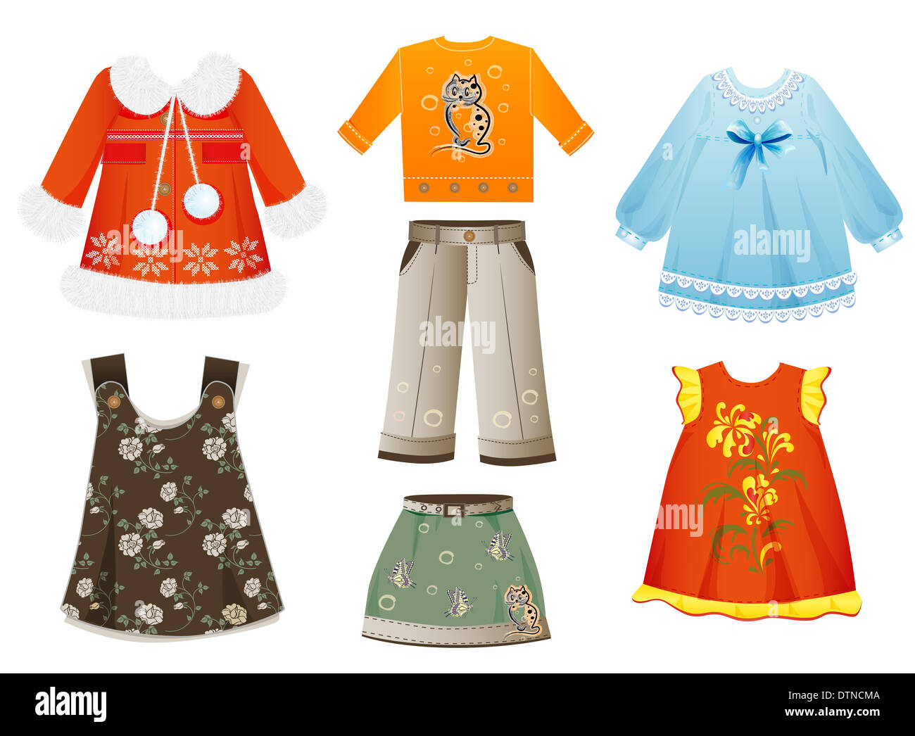 set of seasonal clothes for girls Stock Photo Alamy