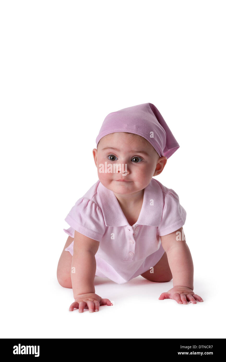 Crawling baby on white background Cut Out Stock Images & Pictures - Alamy