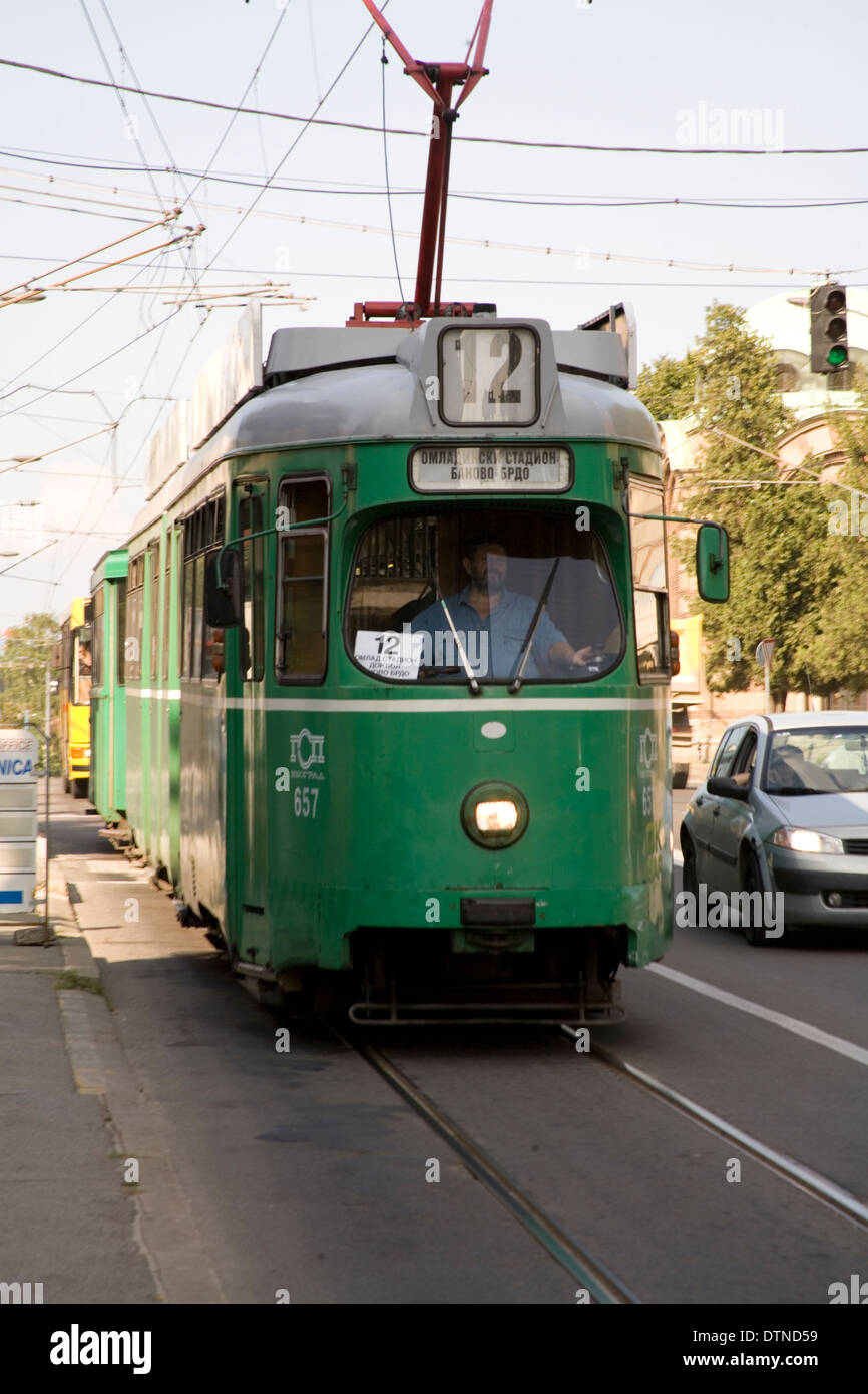 Electric Tram in Belgrade Stock Photo