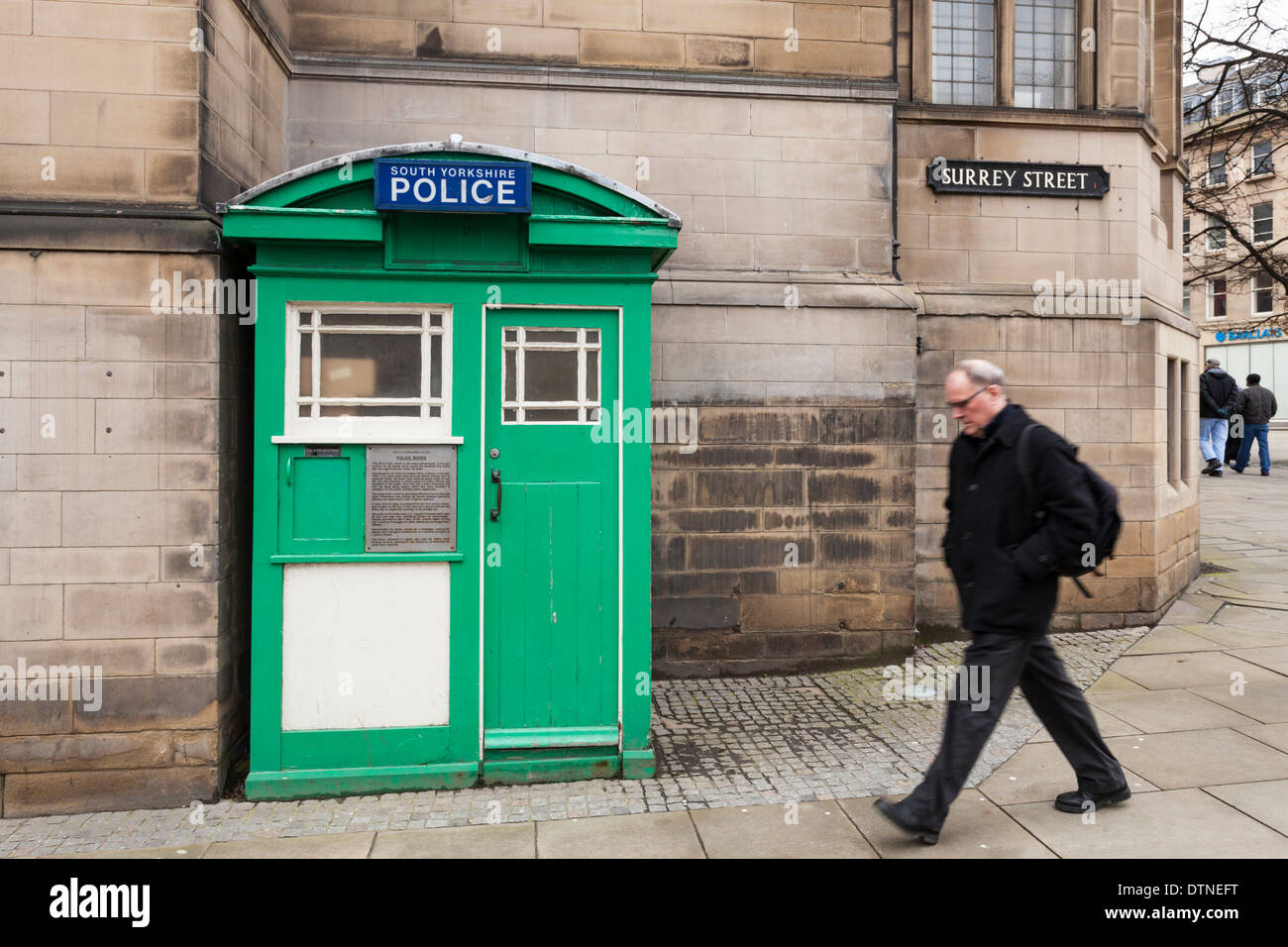 The Grade two listed green Police Box in Sheffield, South Yorkshire, England, UK Stock Photo