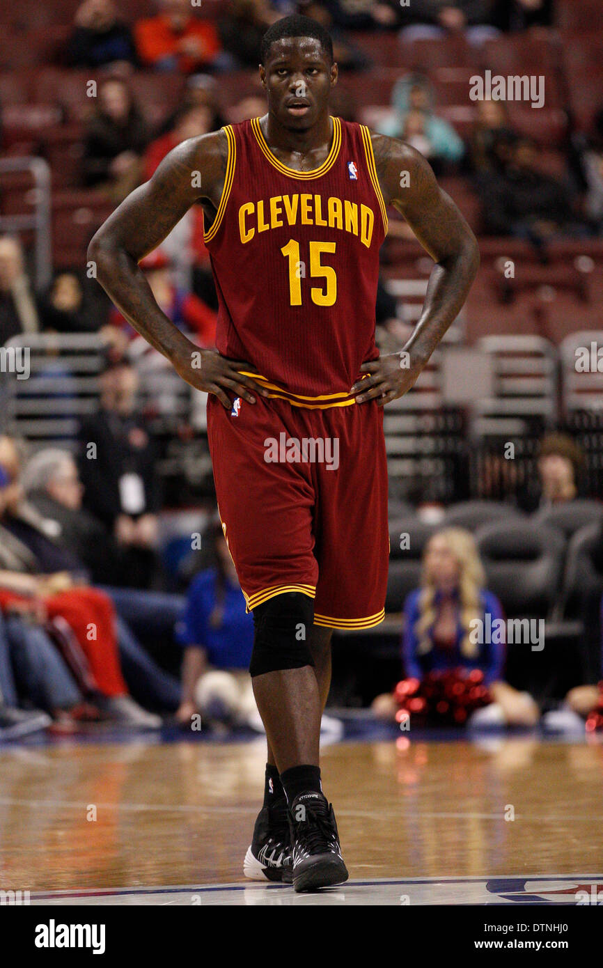 February 18, 2014: Cleveland Cavaliers small forward Anthony Bennett (15)  looks on with his hands on his hips during the NBA game between the Cleveland  Cavaliers and the Philadelphia 76ers at the