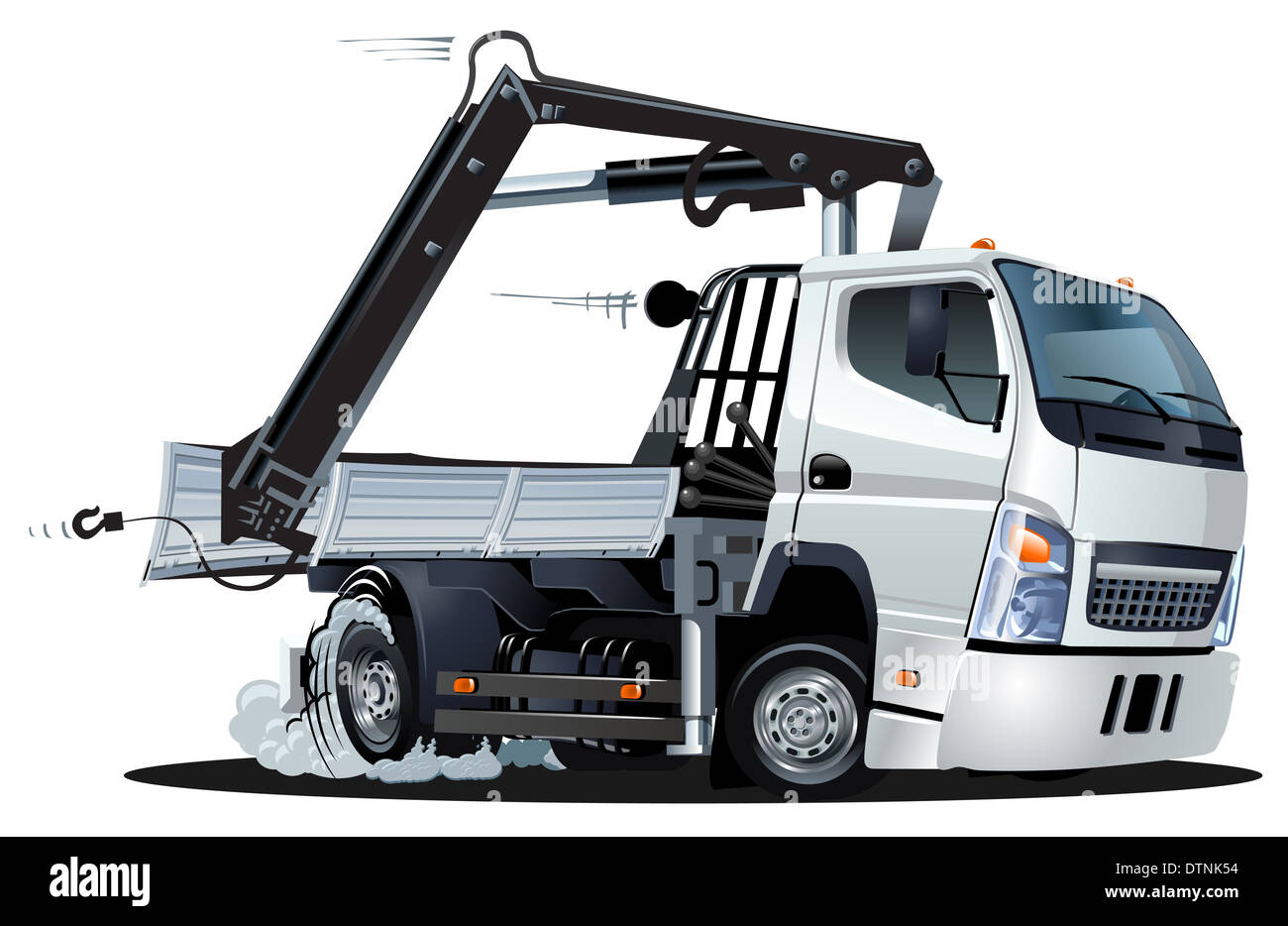 Cartoon Lkw Truck with Crane Stock Photo