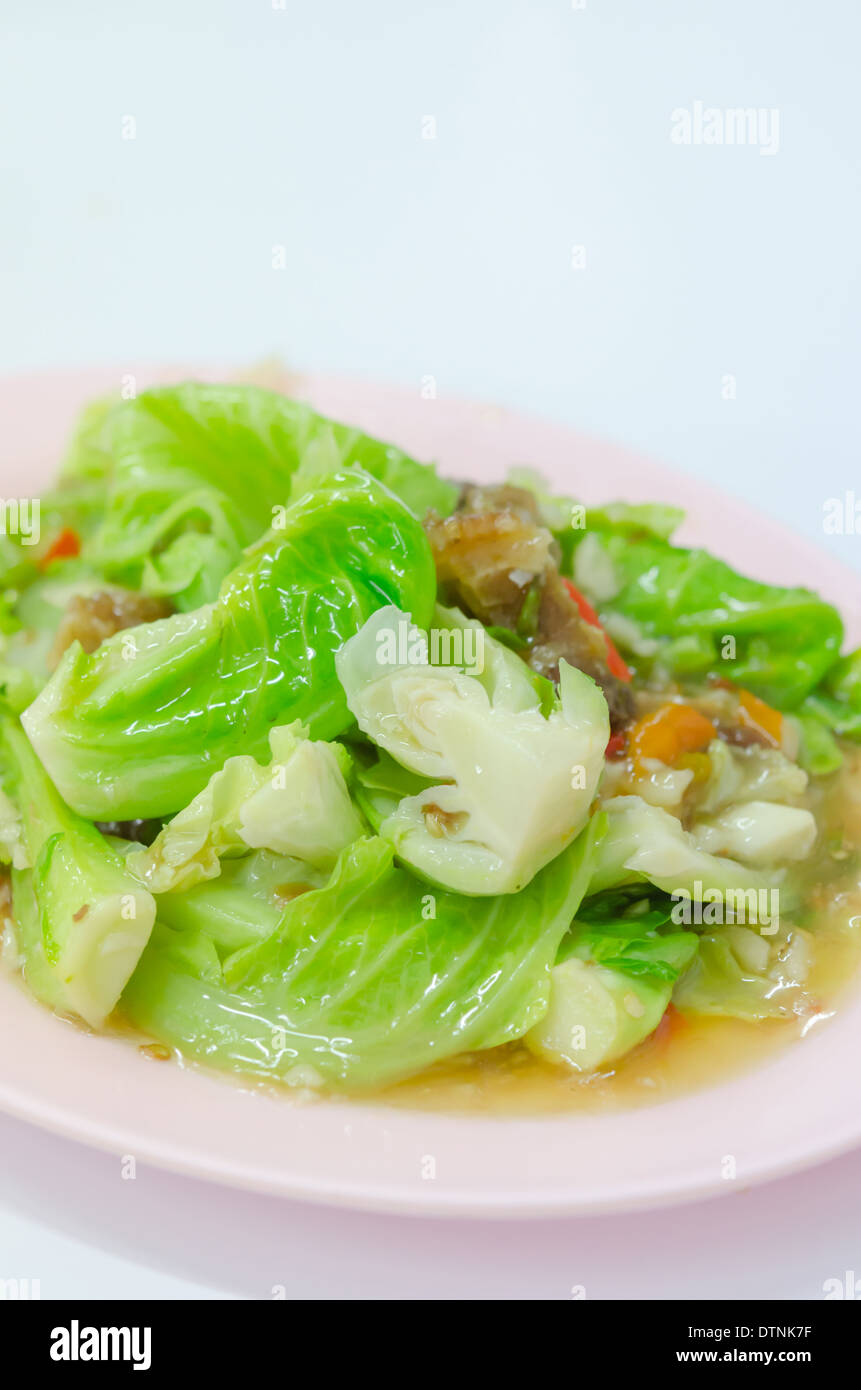 Stir fried chinese cabbage and chili with crispy pork Stock Photo Alamy