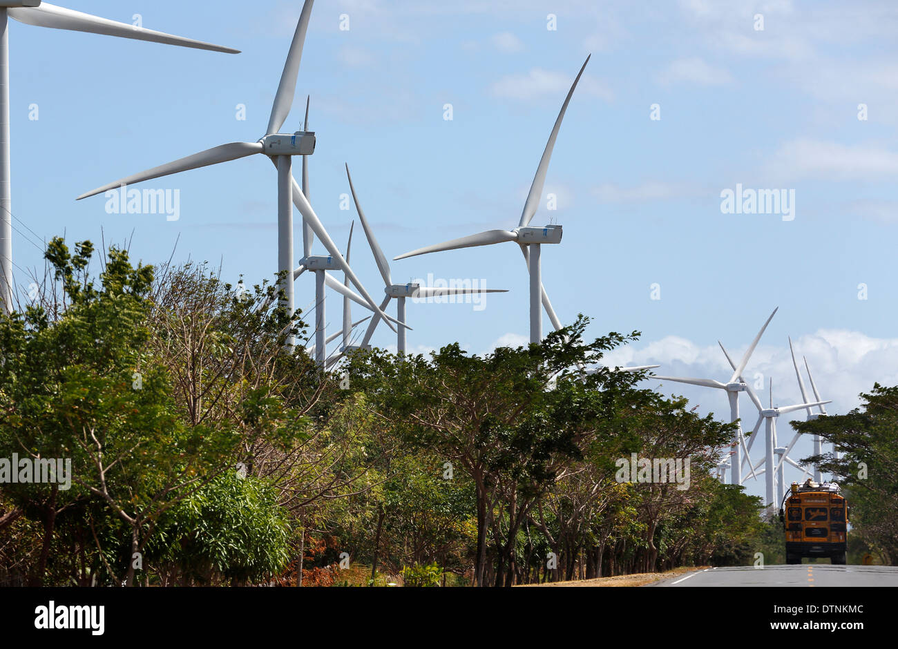 Wind turbine farm on the shores of Lake Nicaragua, La Virgen, NIcaragua Stock Photo