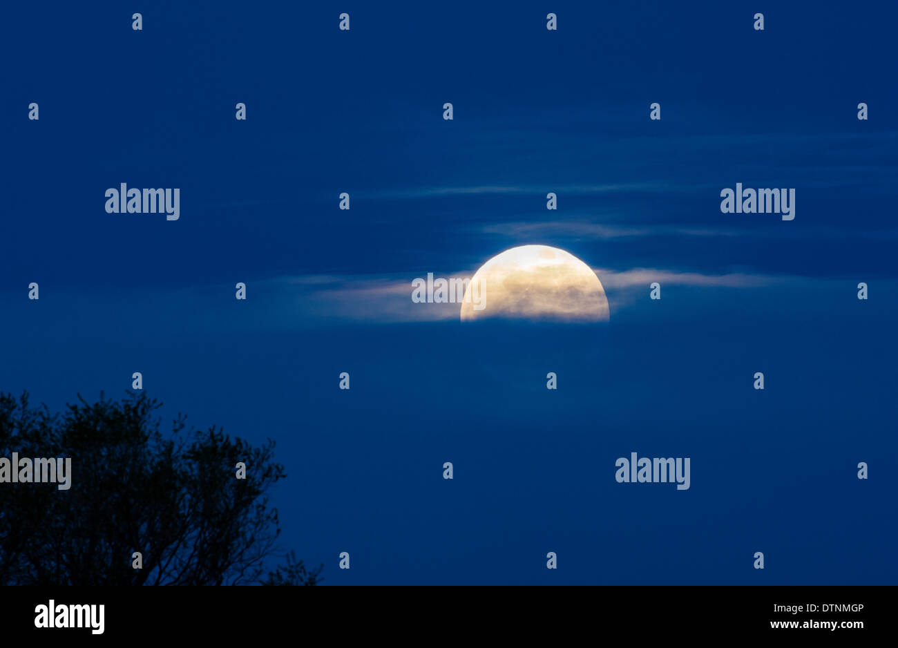 Full moon rising over Rocky Mountains, Salida, Colorado, USA Stock Photo