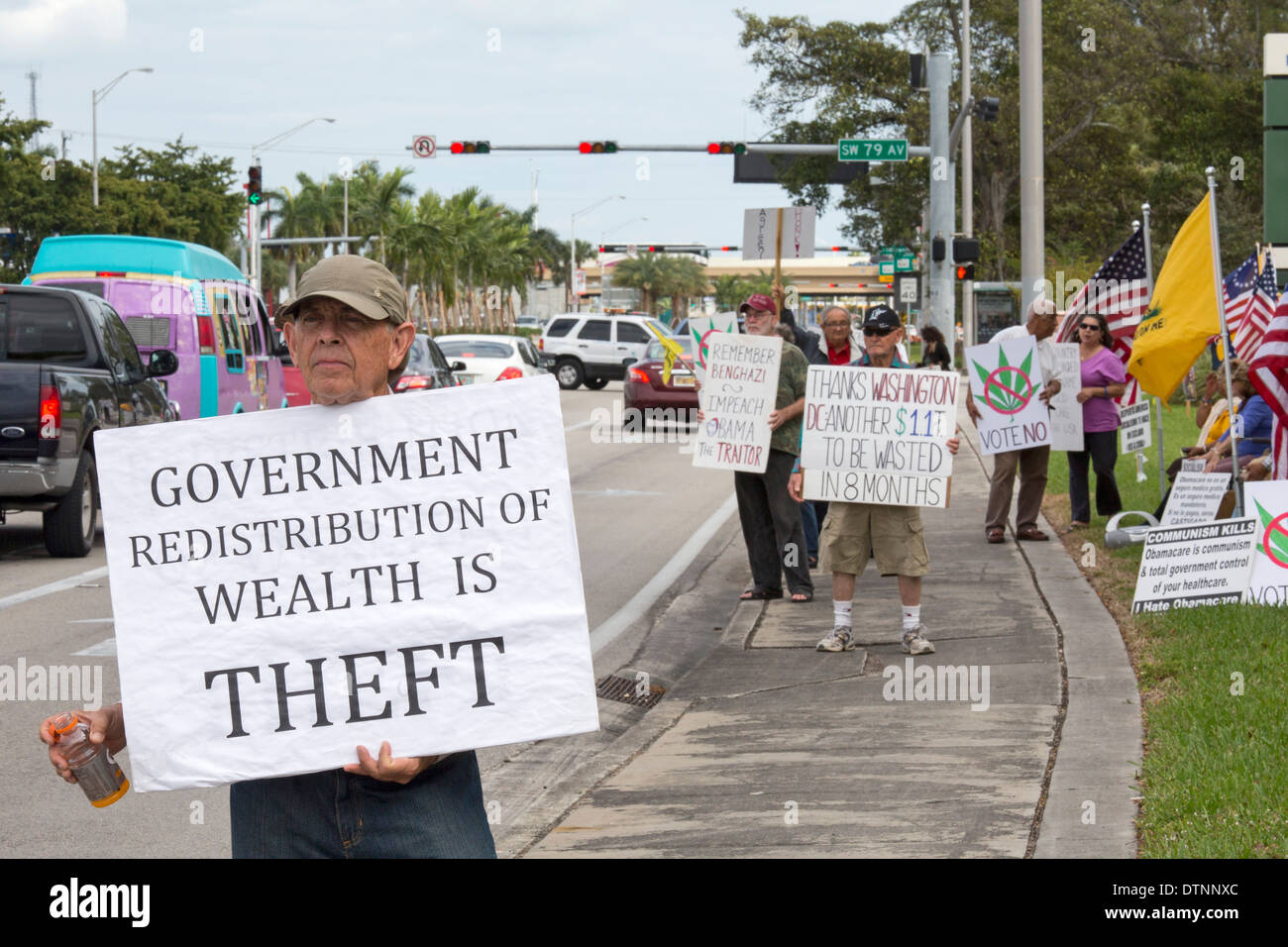 Miami, Florida - Cuban exiles, members of the Tea Party, rally on a variety of issues. Stock Photo