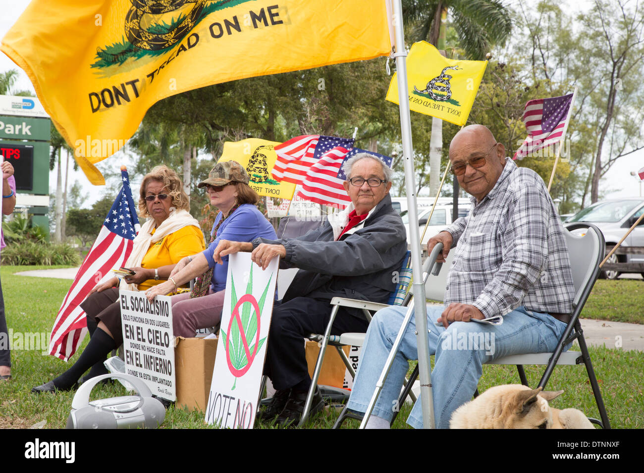 Miami, Florida - Cuban exiles, members of the Tea Party, rally on a ...