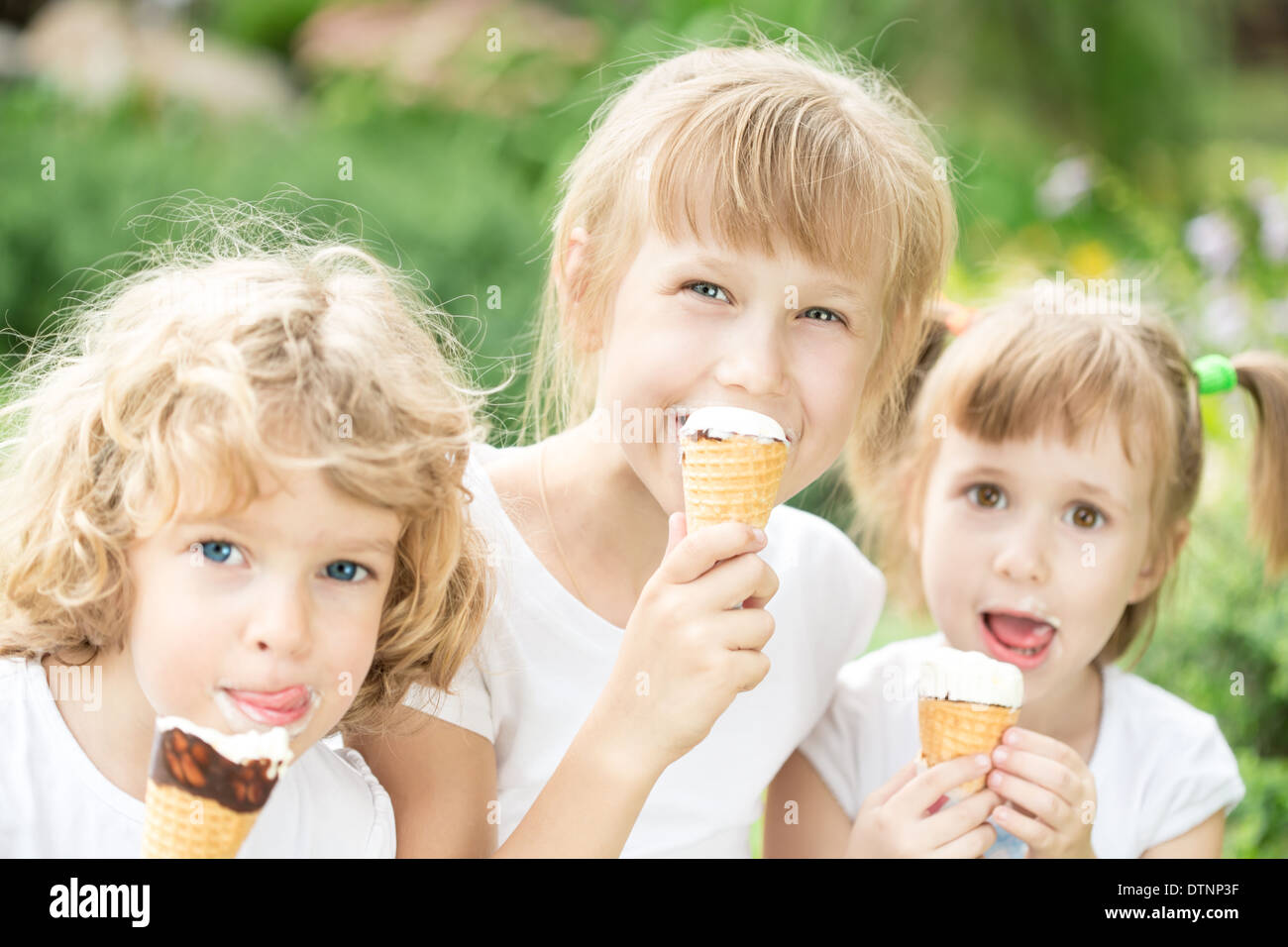 Children eating ice-cream Stock Photo