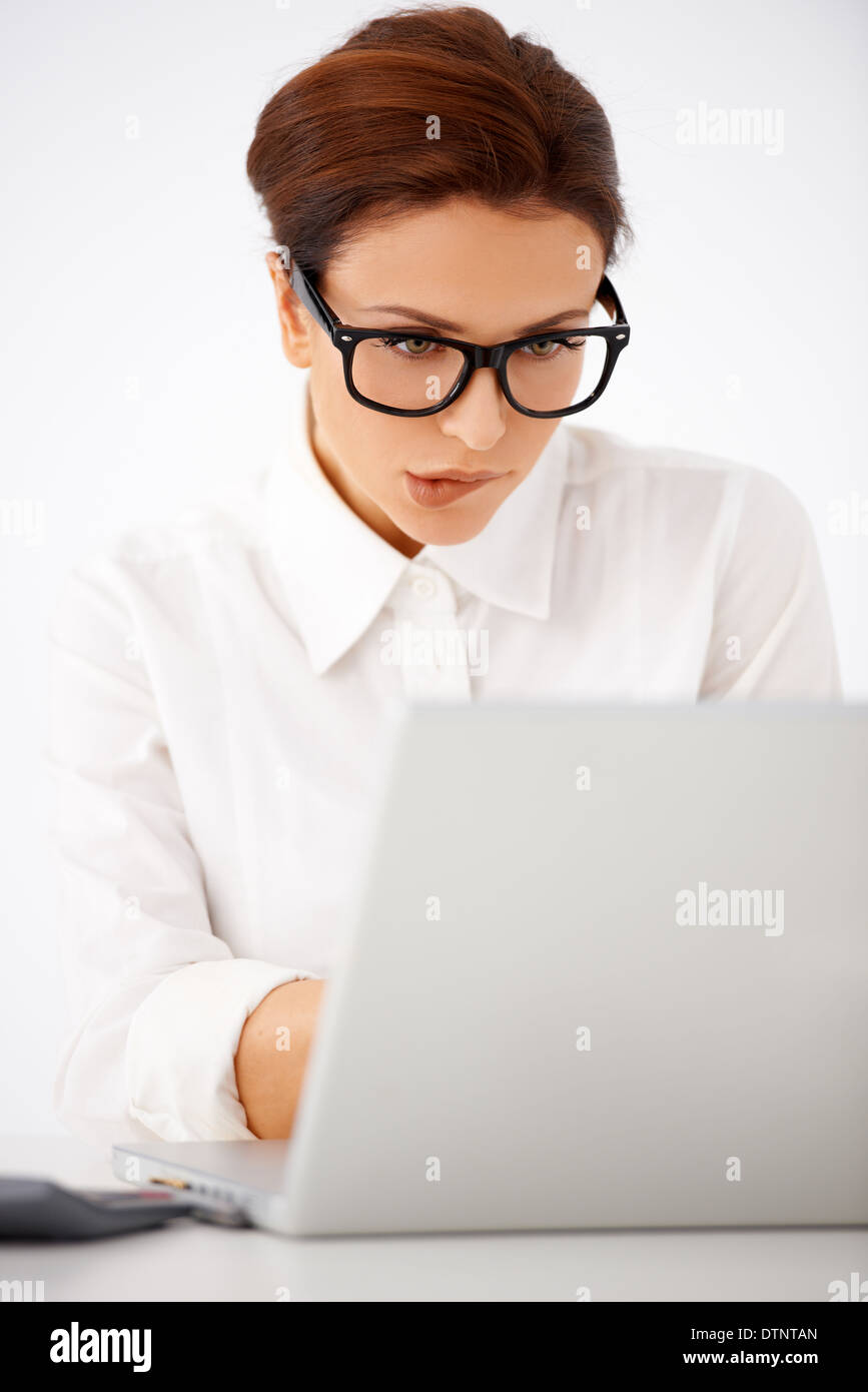 Businesswoman unsure of what she is doing Stock Photo