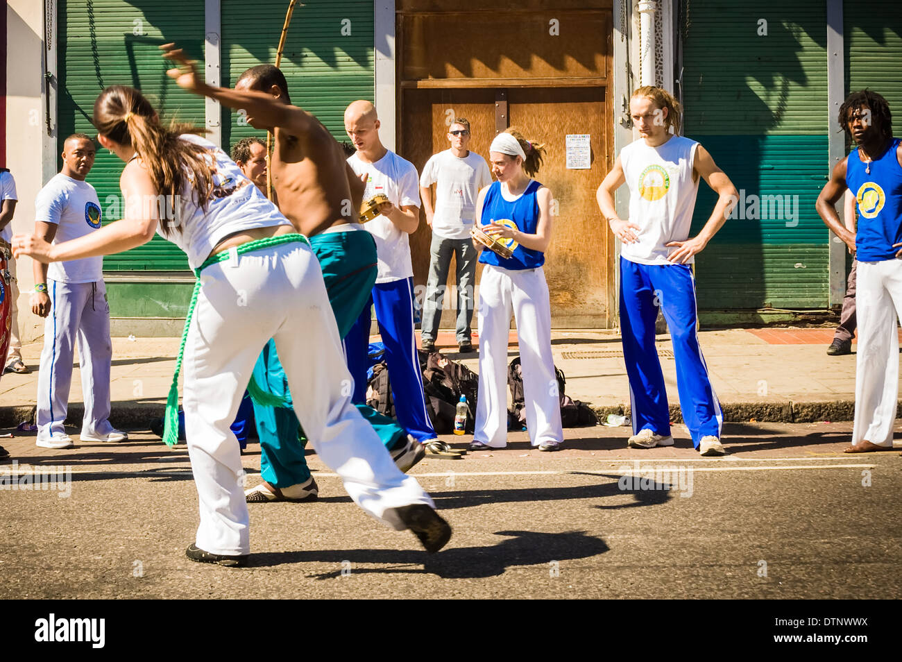Capoeira Dancers at Notting Hill Carnival, London, UK Stock Photo