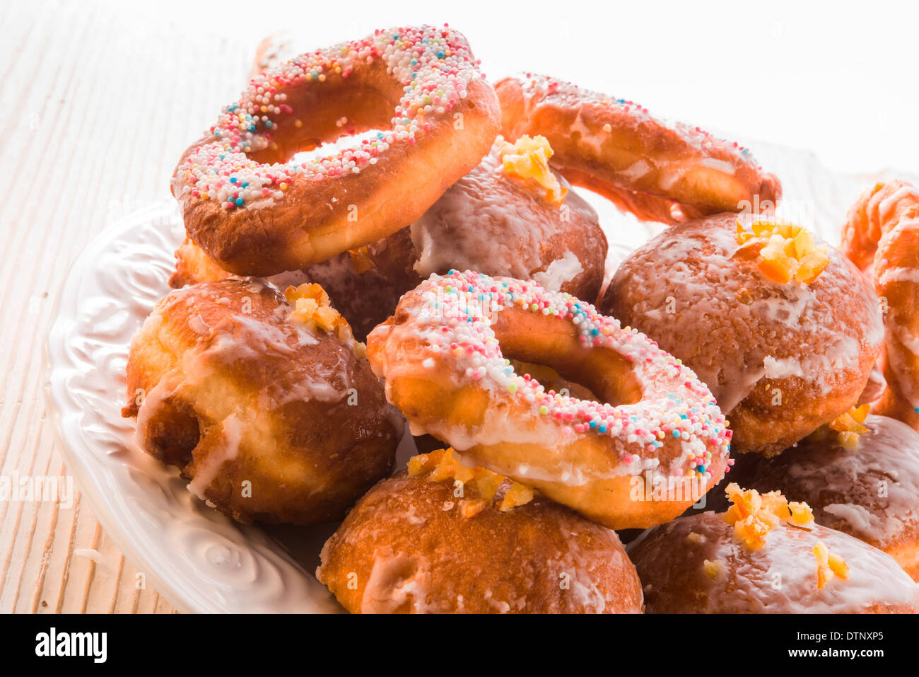 bismarck doughnuts on a plate Stock Photo