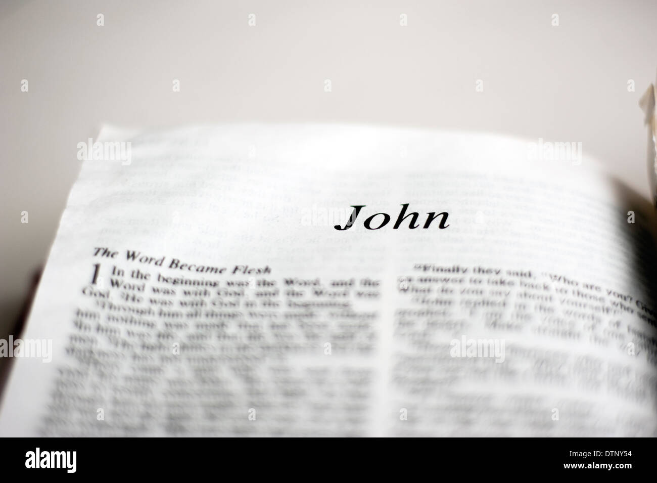 Book of John in the Bible Stock Photo Alamy