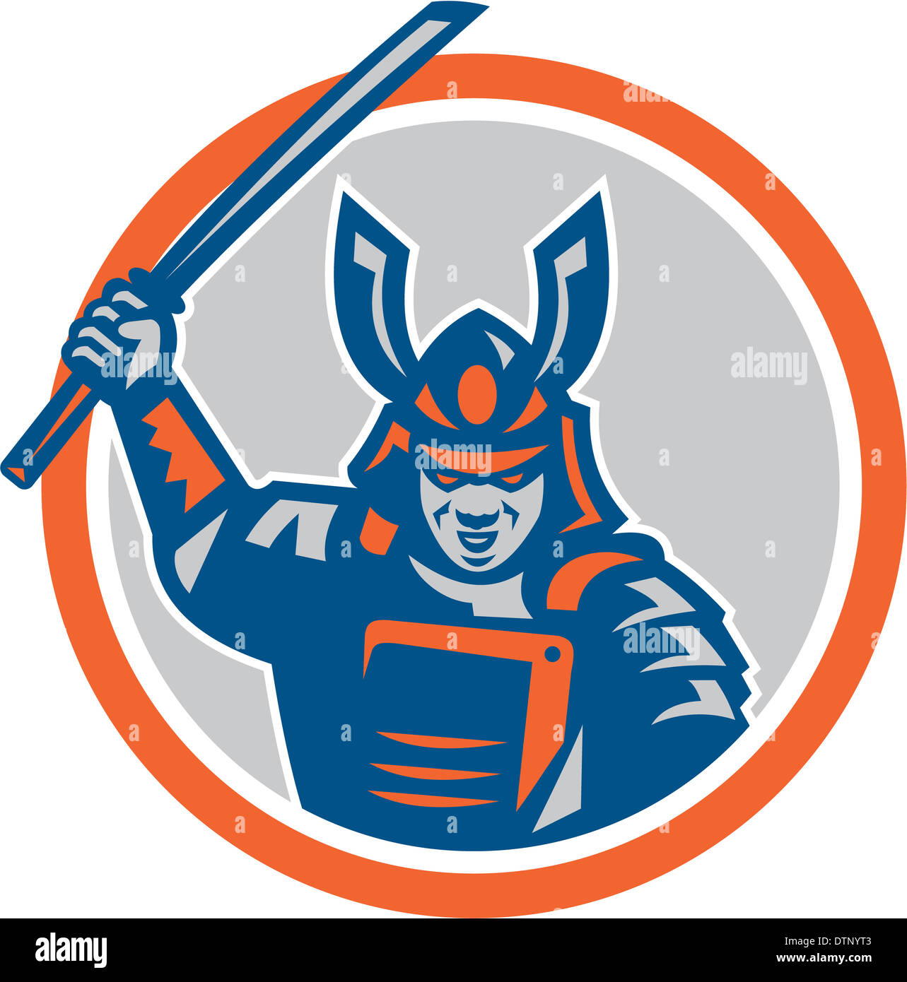 Illustration of a Samurai warrior with katana sword in fighting stance ...