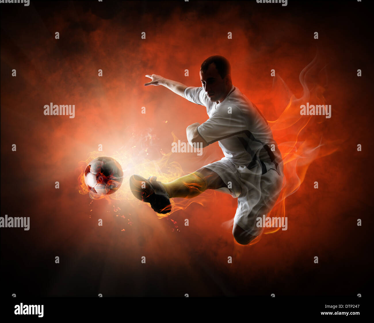 soccer player kicking the ball Stock Photo Alamy