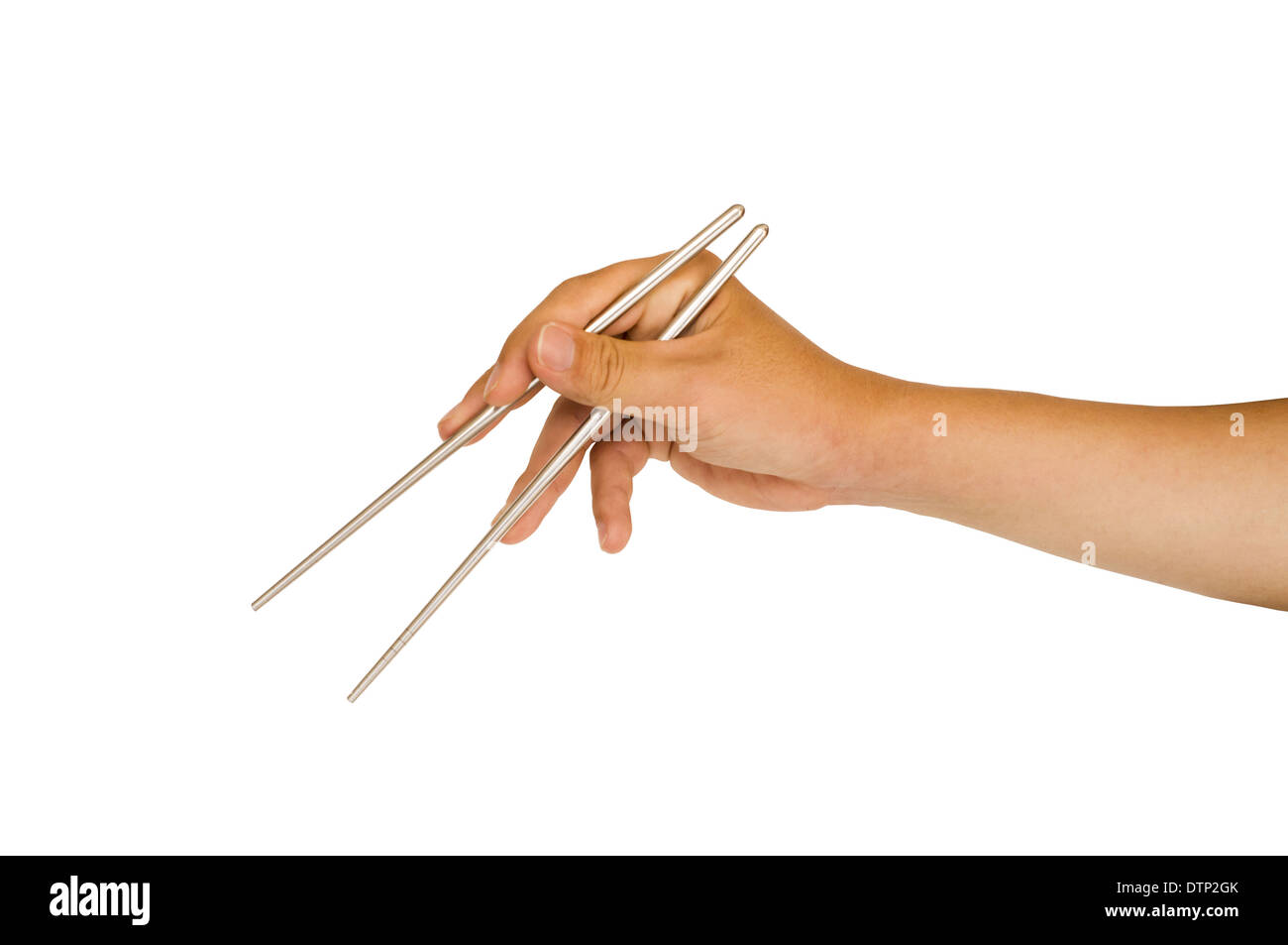 isolated hand holding chopstick Stock Photo