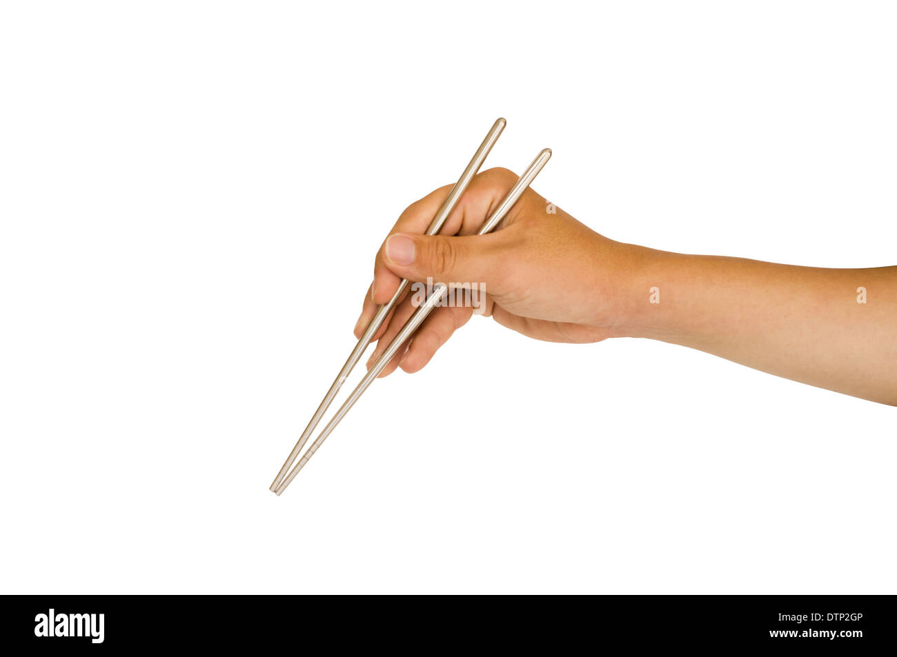 isolated hand holding chopstick Stock Photo
