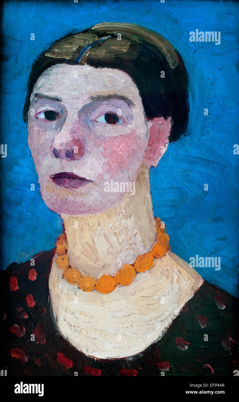Self Portrait in front of blue background 1906 Paula Modersohn Becker 1876-1907 German Germany Stock Photo