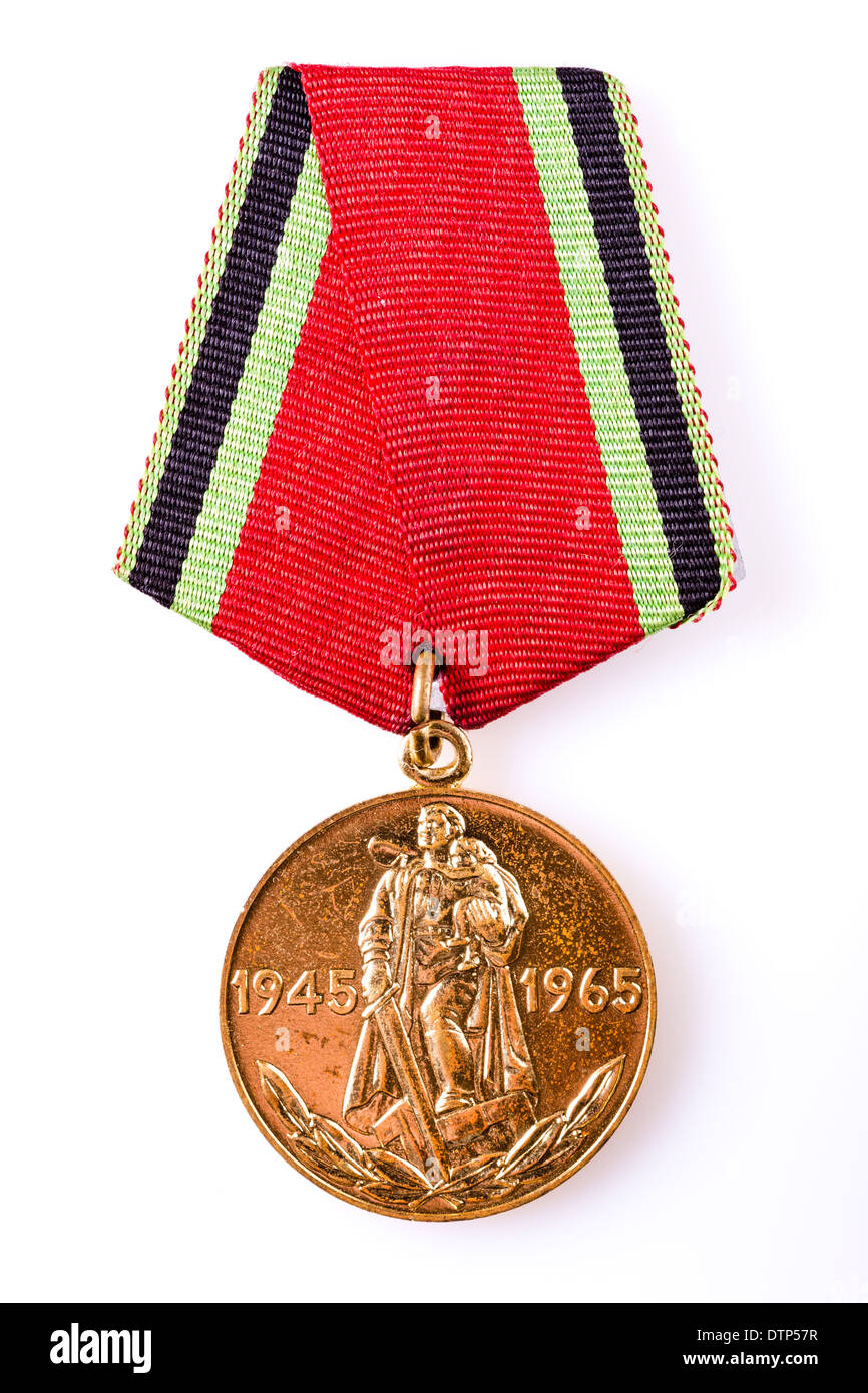 MINSK, BELARUS - FEB 06: Russian (soviet) medal for participation in the Second World War, February 06, 2014. Stock Photo