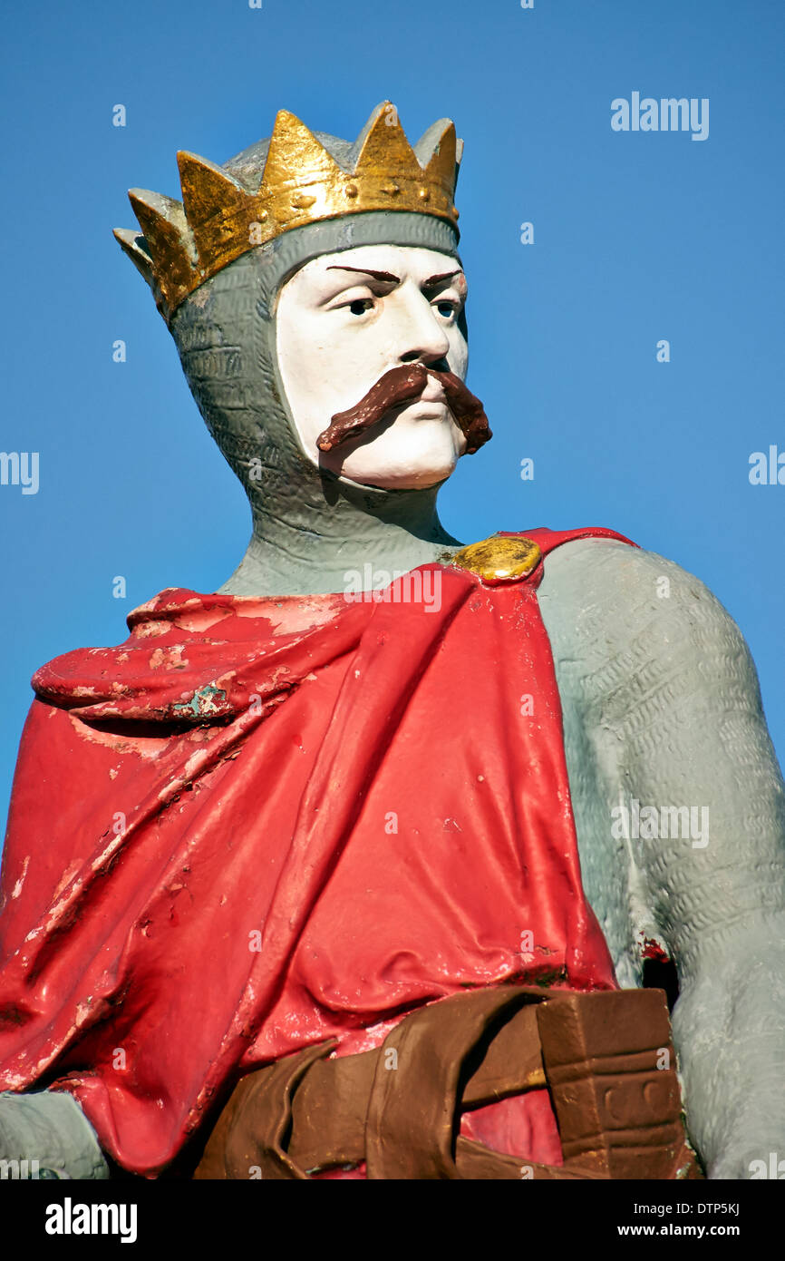 Statue of Llewellyn the Great in Lancaster Square, Conwy, North Wales. Stock Photo