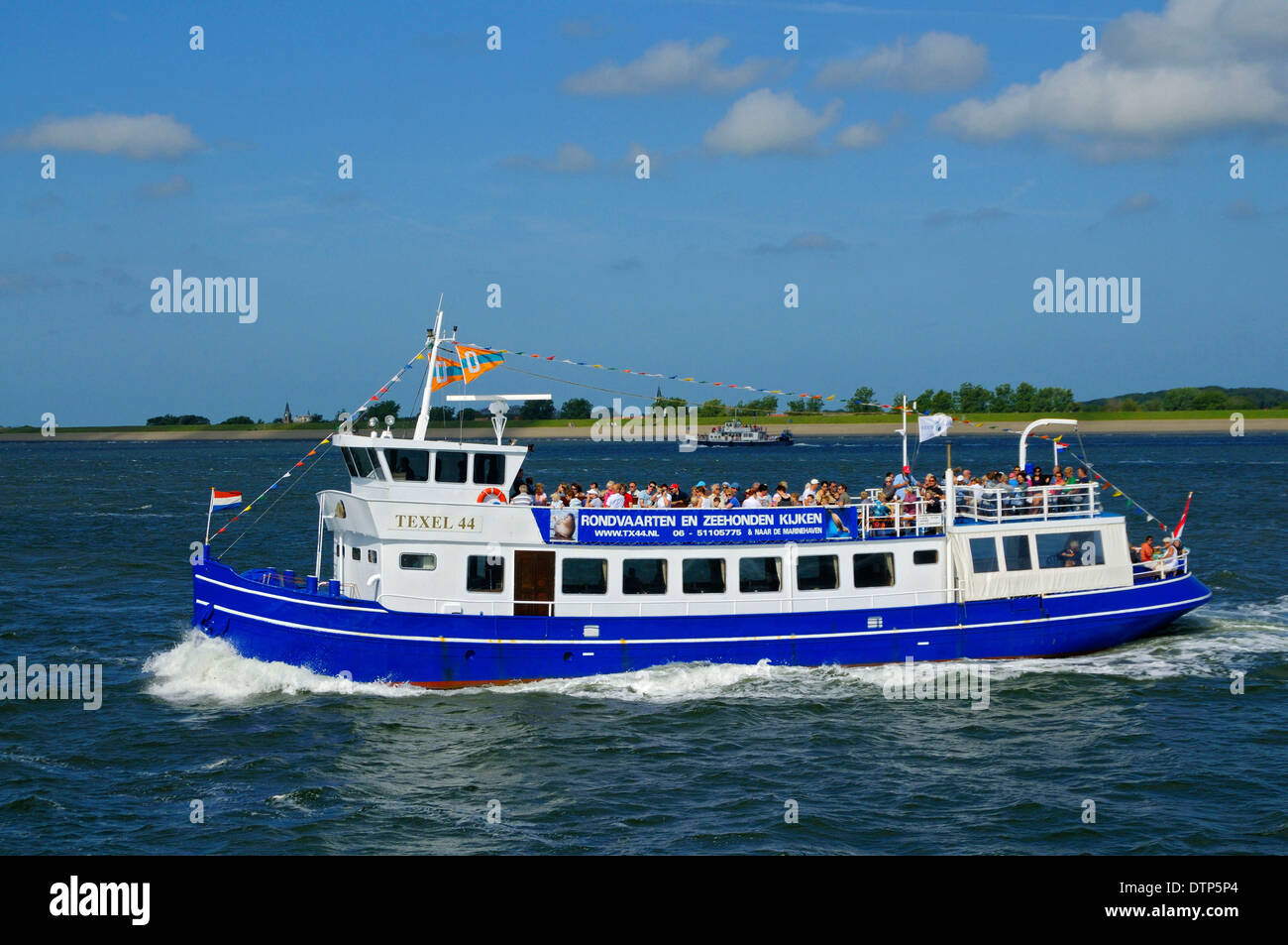Pleasure boat, harbour, Oudeschild, Texel Island, Netherlands Stock Photo