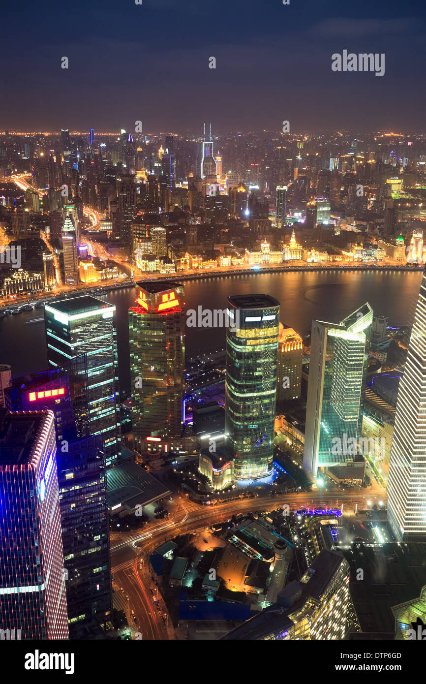 aerial view of shanghai at night Stock Photo - Alamy