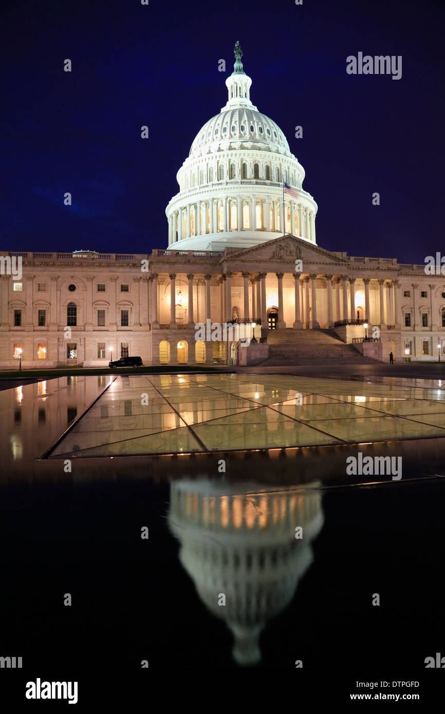United States Capitol at night, Washington DC Stock Photo