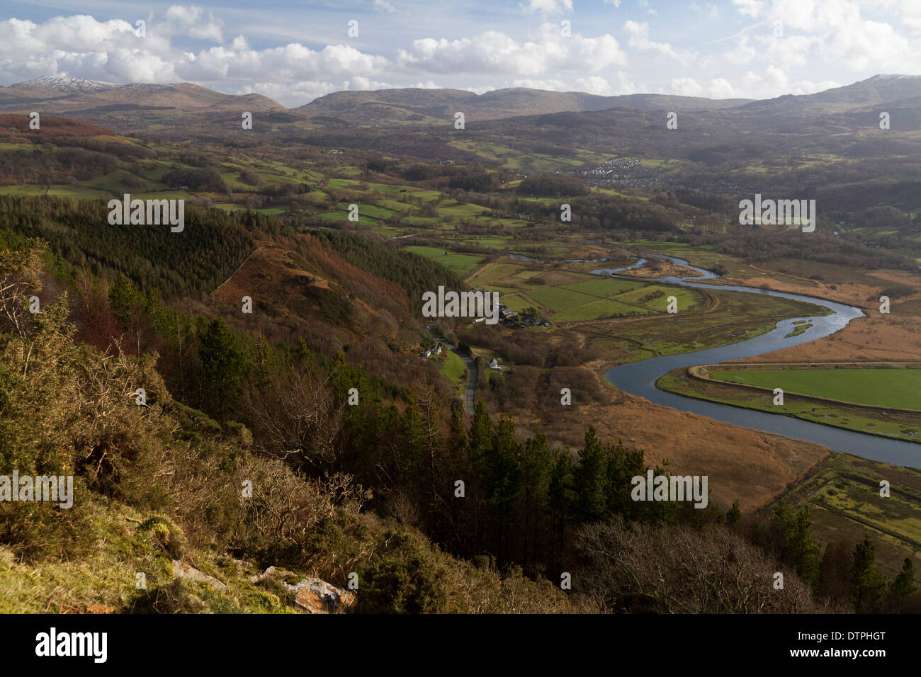 A view from the New Precipice Walk above the Mawddach Estuary, near Dolgellau, Gwynedd, Wales Stock Photo