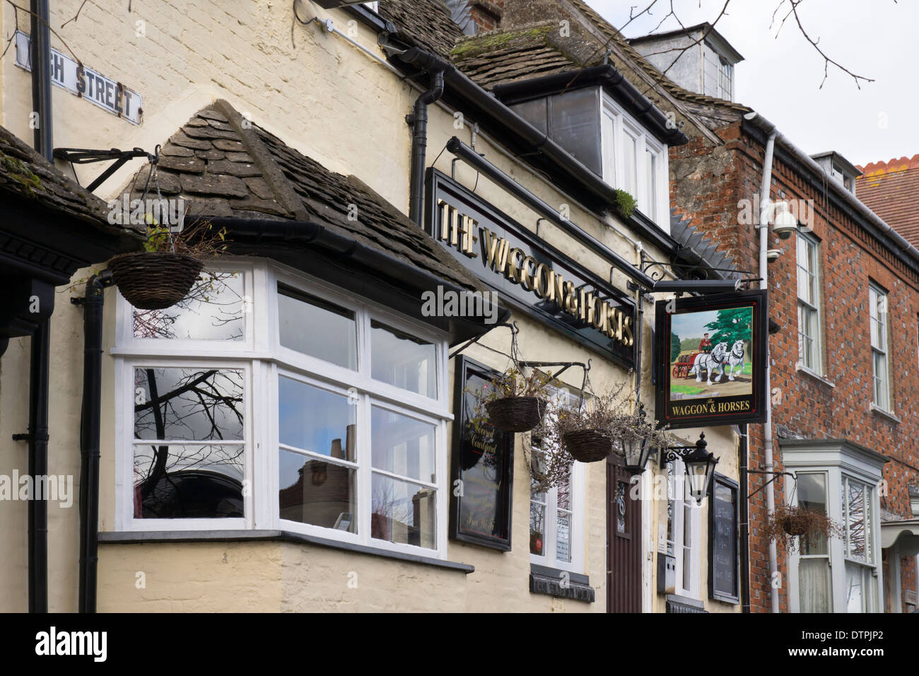 Royal Wootton Bassett, a small market town in Wiltshire England UK Wagon  and Horses Pub Stock Photo - Alamy